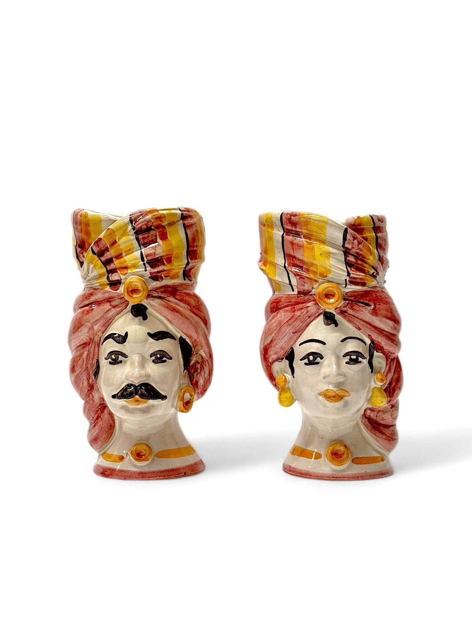 Pareja de Cabezas - Florero Sicilianas Salmón - moruecoceramicas