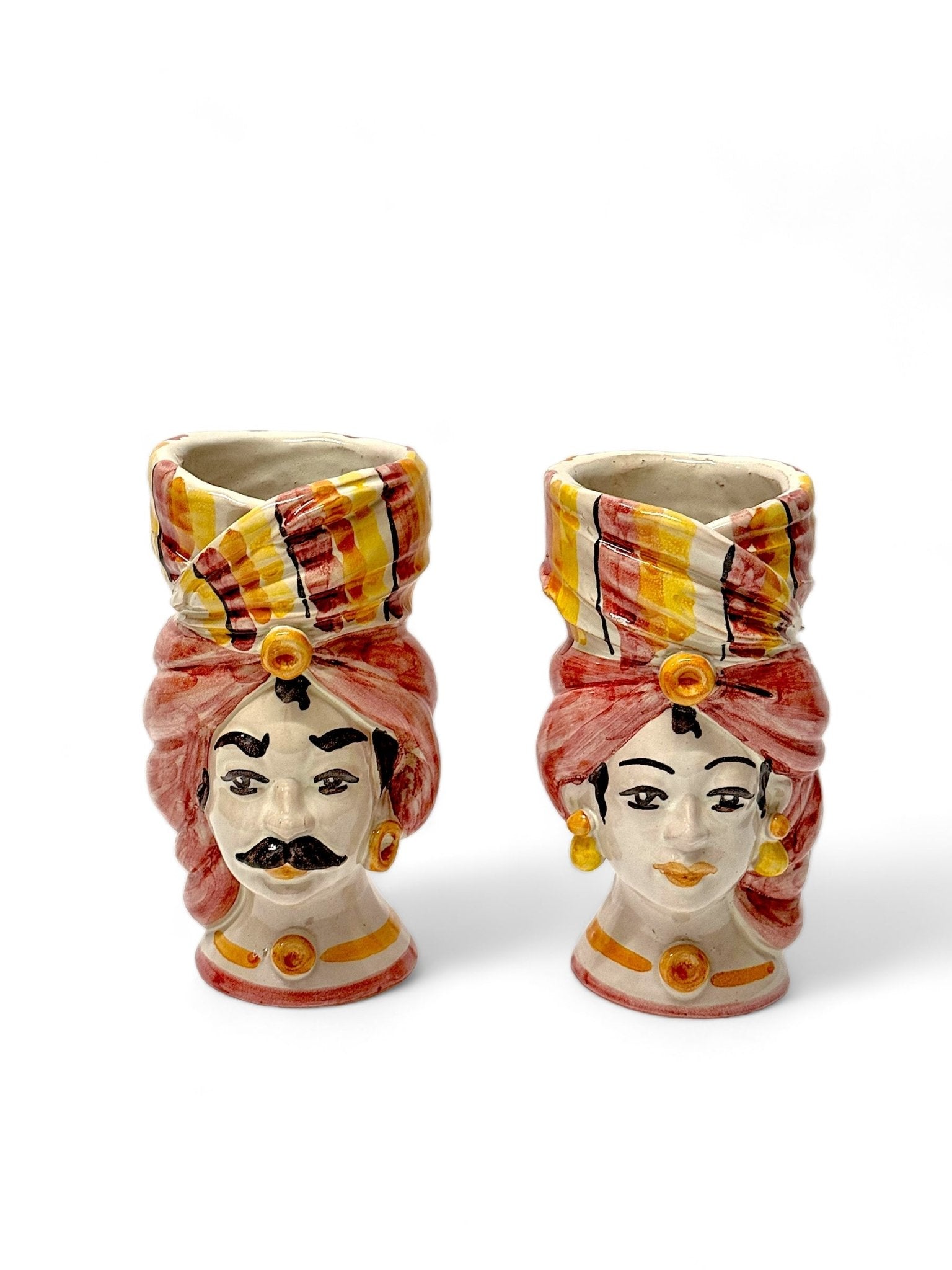 Pareja de Cabezas - Florero Sicilianas Salmón - moruecoceramicas