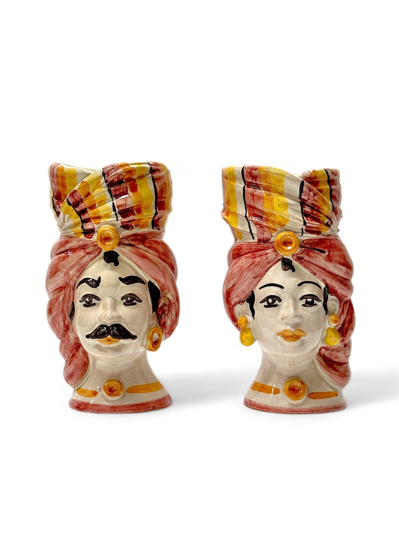 Pareja de Cabezas - Florero Sicilianas Salmón - moruecoceramicas