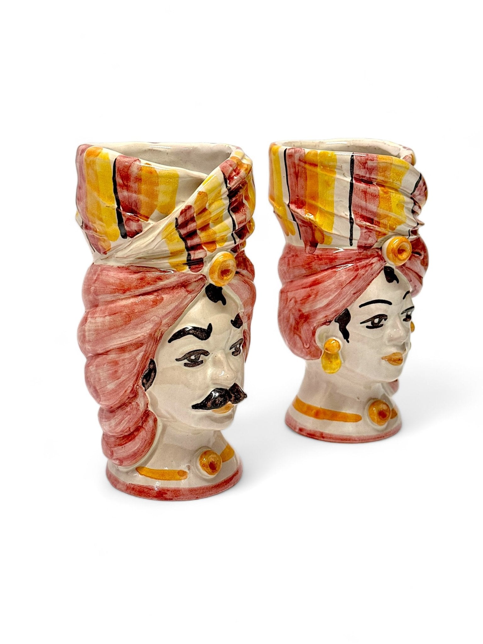 Pareja de Cabezas - Florero Sicilianas Salmón - moruecoceramicas