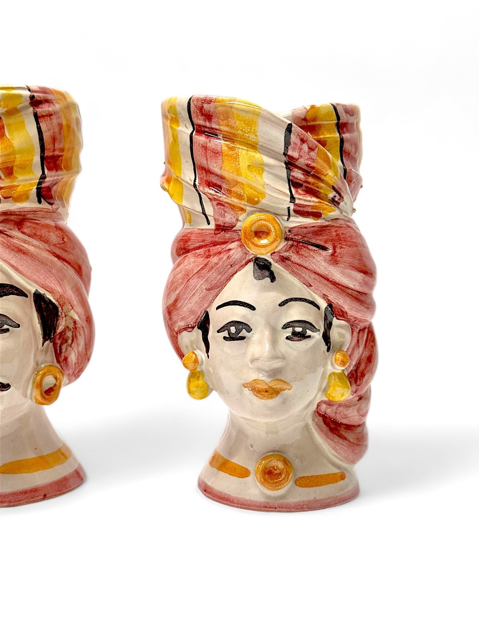 Pareja de Cabezas - Florero Sicilianas Salmón - moruecoceramicas