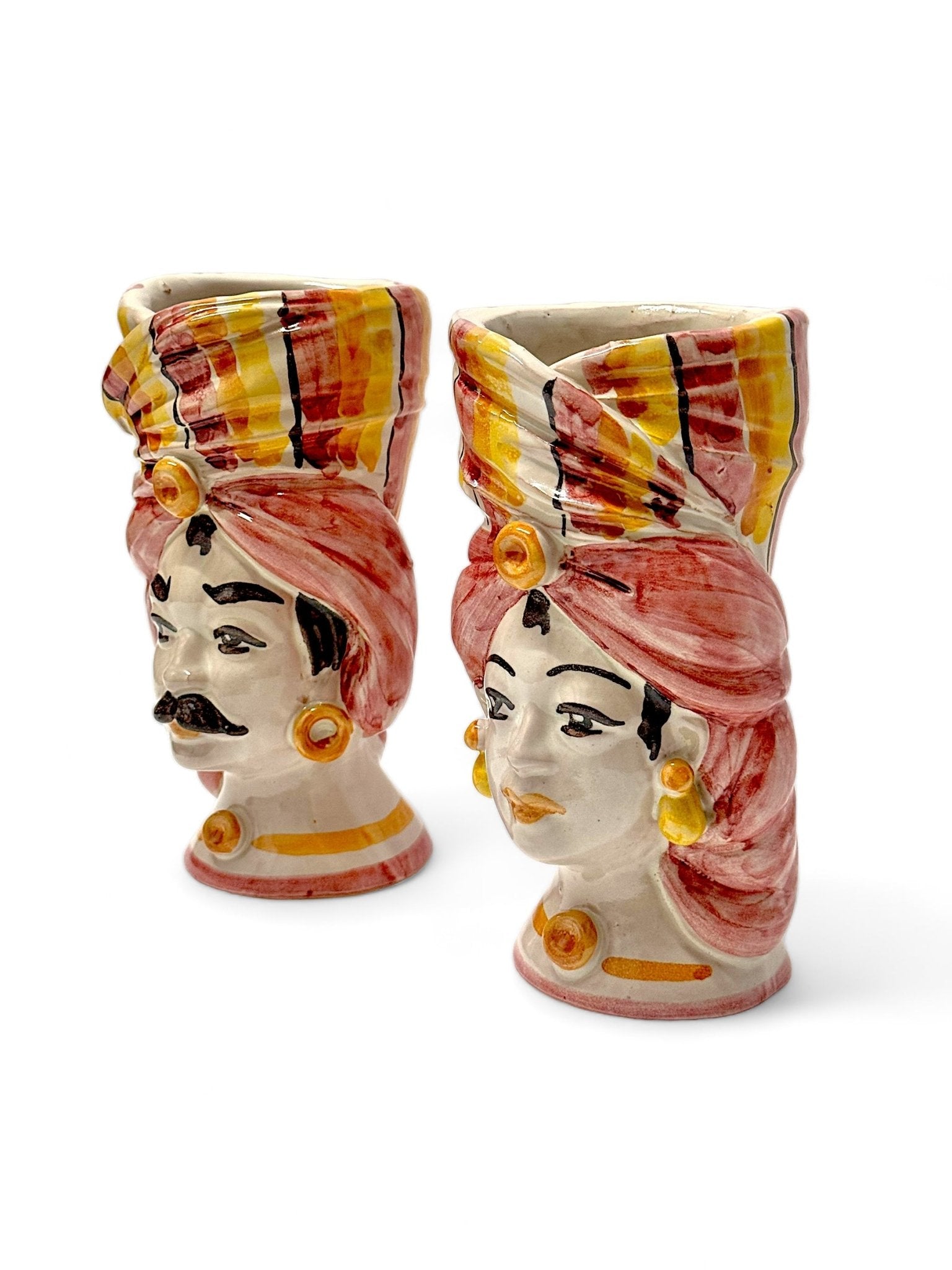 Pareja de Cabezas - Florero Sicilianas Salmón - moruecoceramicas