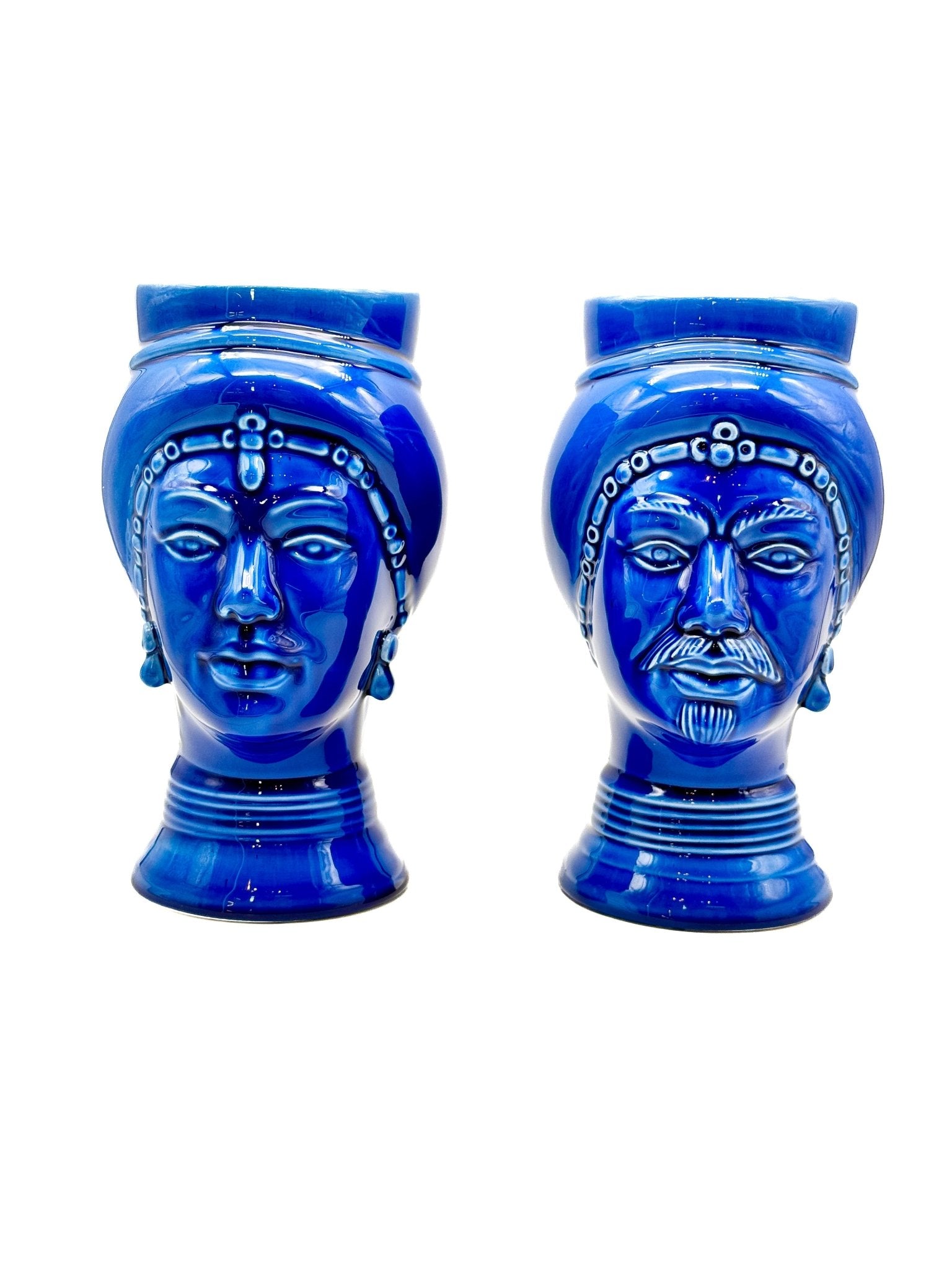 Pareja de Cabezas Sicilianas 23cm - Azul - moruecoceramicas