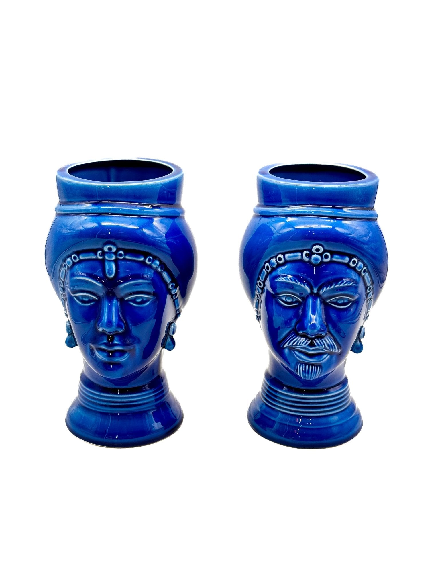 Pareja de Cabezas Sicilianas 23cm - Azul - moruecoceramicas