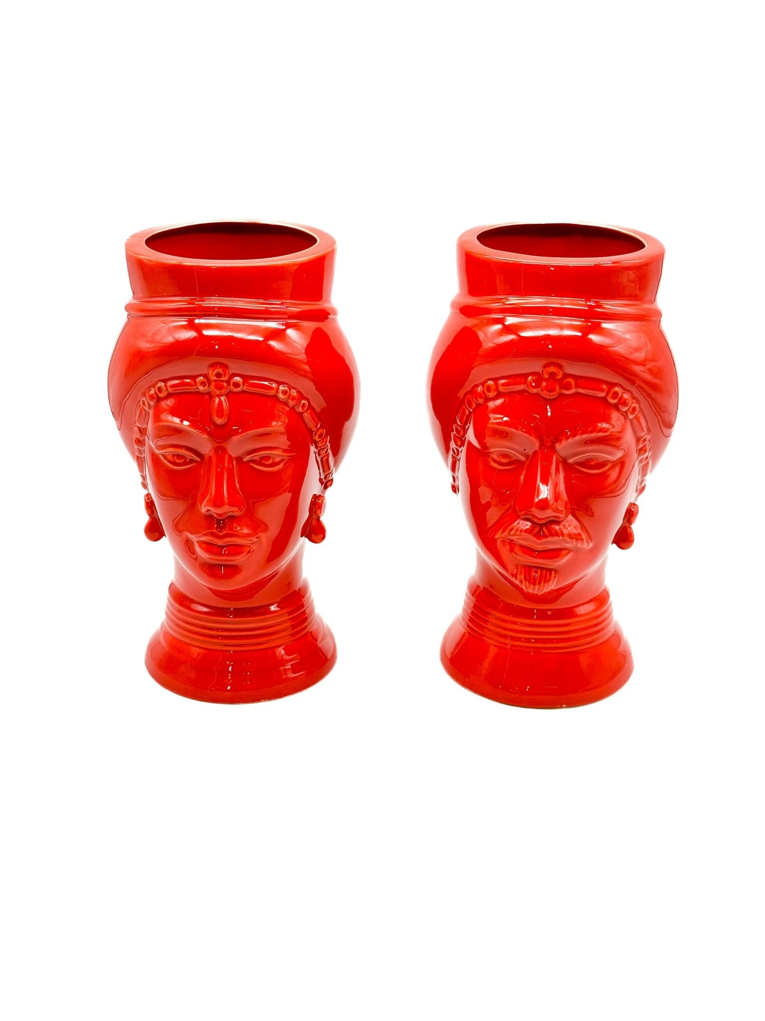 Pareja de Cabezas Sicilianas 23cm - Lava - moruecoceramicas