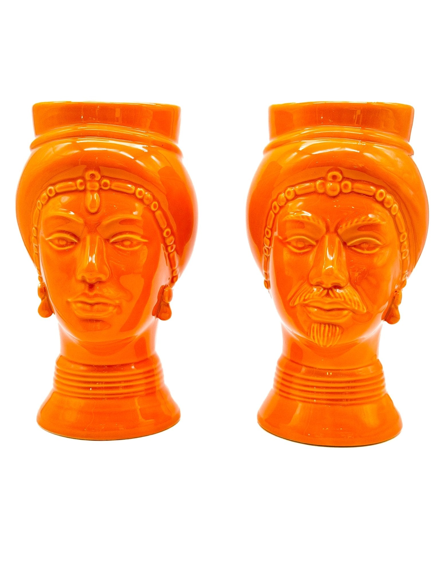 Pareja de Cabezas Sicilianas 23cm - Naranja - moruecoceramicas