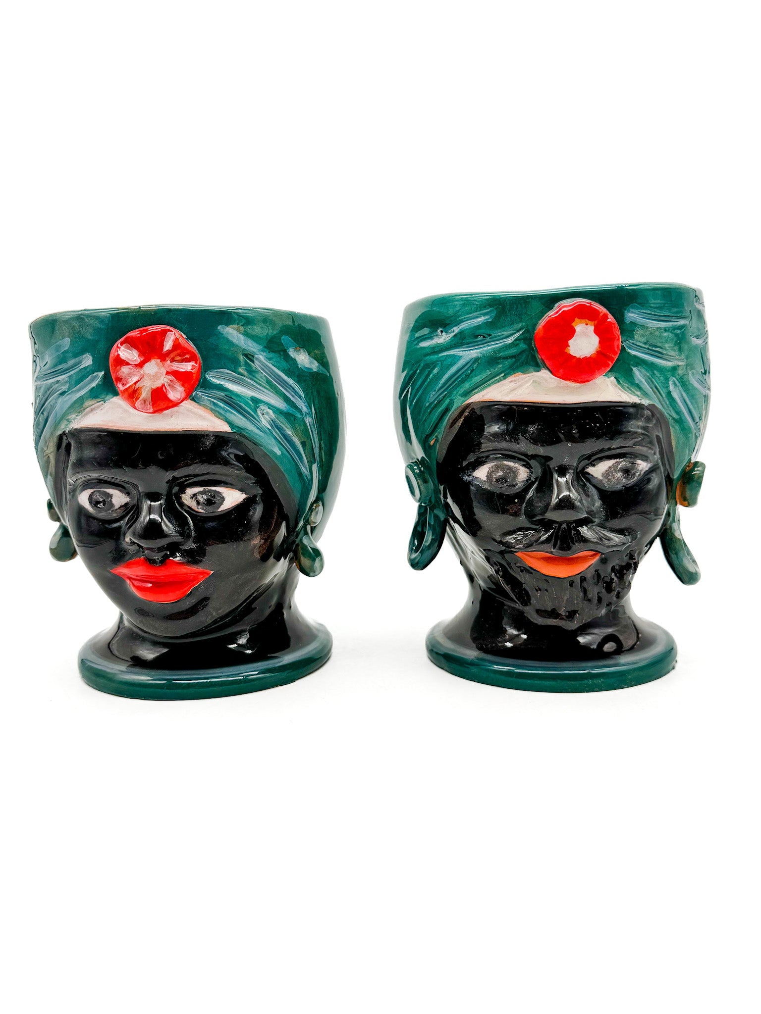 Pareja de cabezas sicilianas tradicionales 16x16,5 - moruecoceramicas