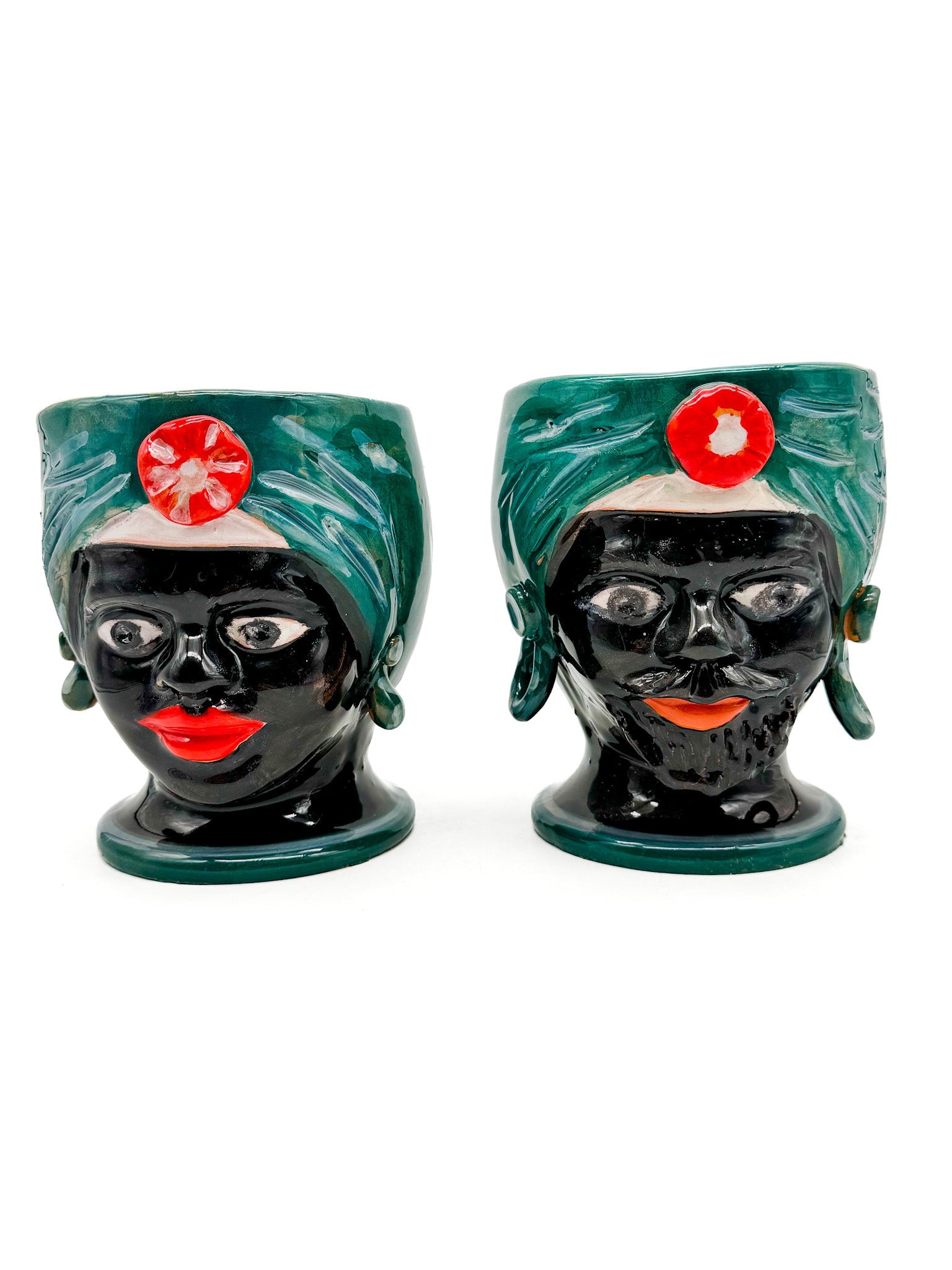 Pareja de cabezas sicilianas tradicionales 16x16,5 - moruecoceramicas