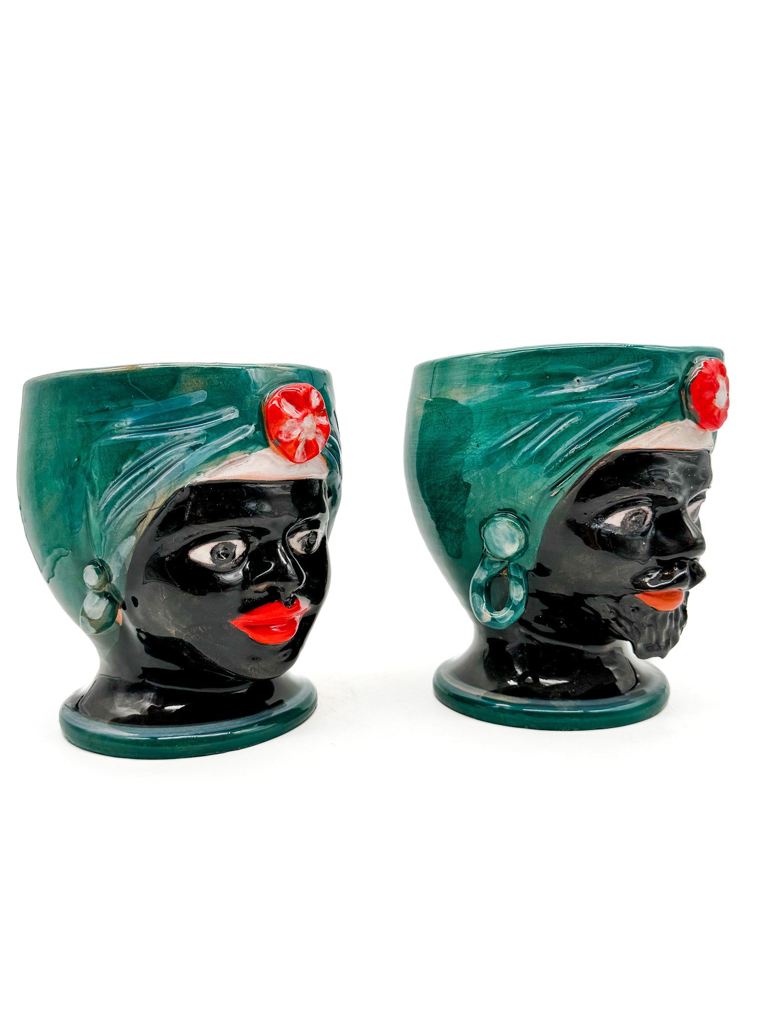 Pareja de cabezas sicilianas tradicionales 16x16,5 - moruecoceramicas