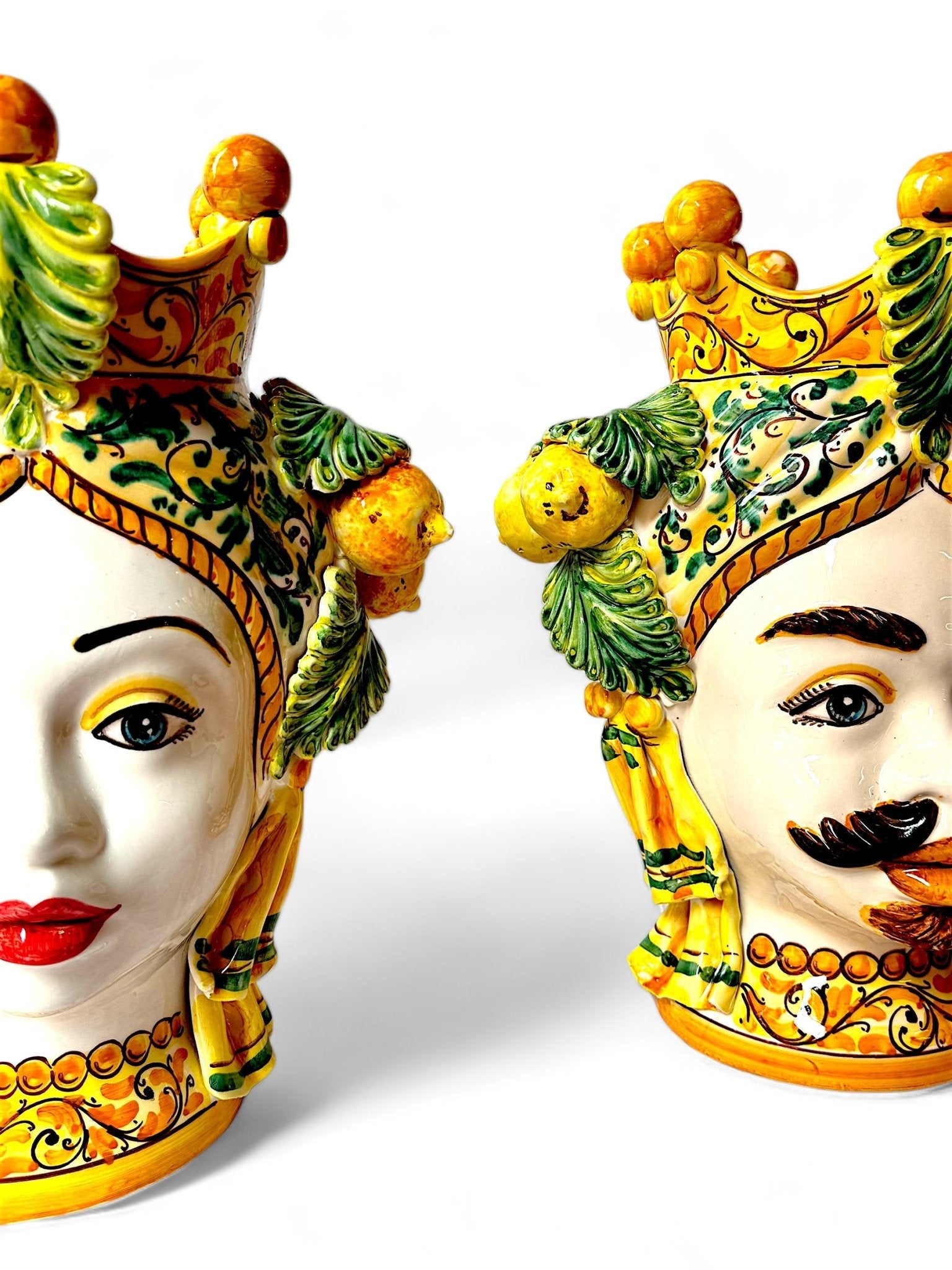 Pareja de reyes con limones y granadas (40cm) - moruecoceramicas