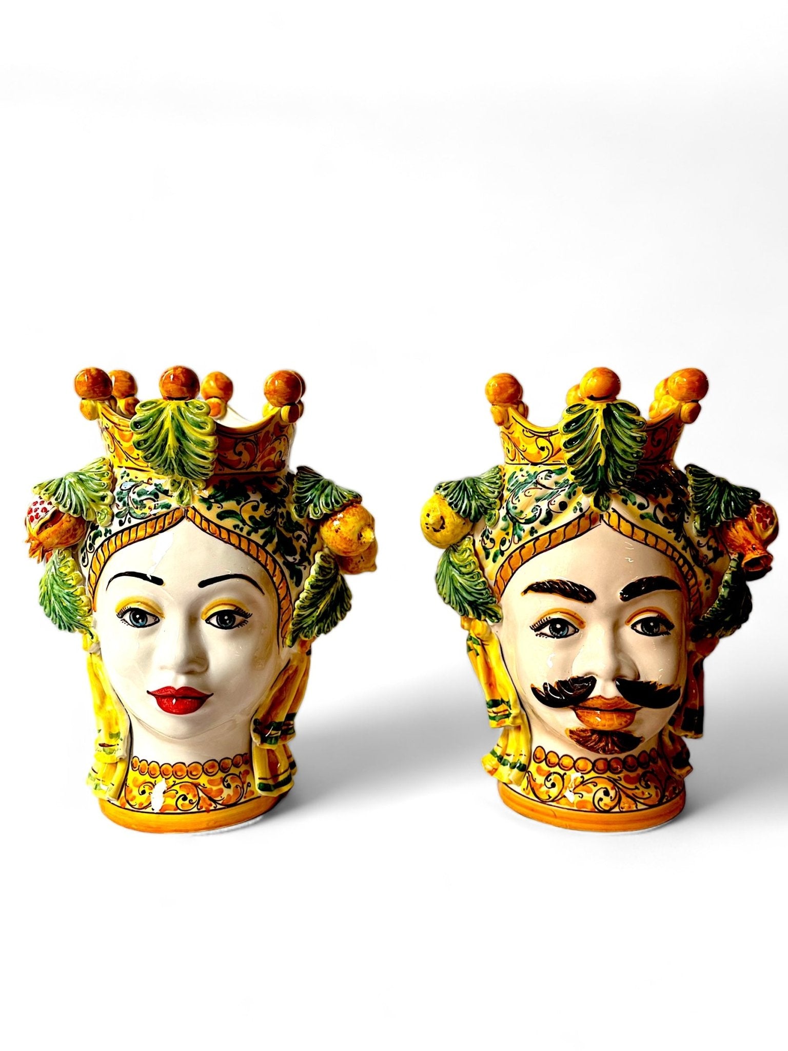 Pareja de reyes con limones y granadas (40cm) - moruecoceramicas