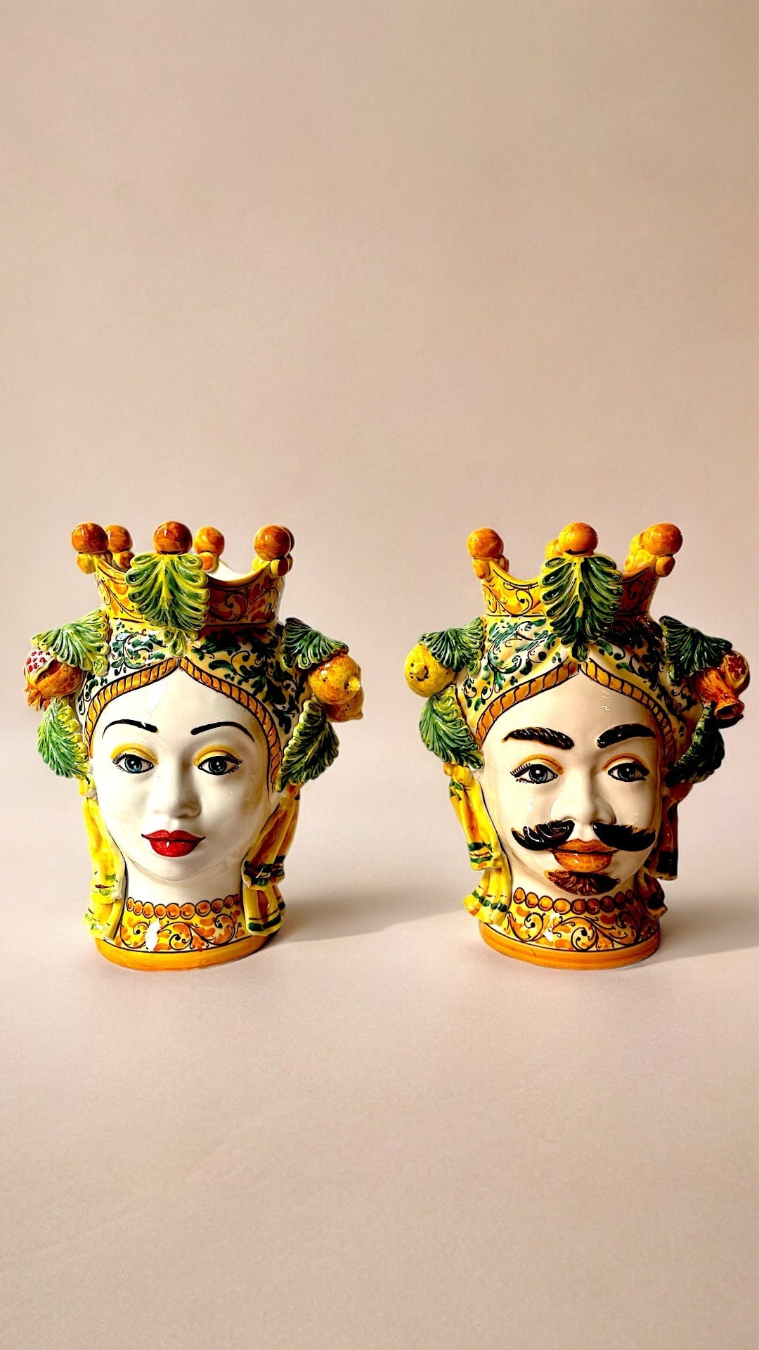 Pareja de reyes con limones y granadas (40cm) - moruecoceramicas