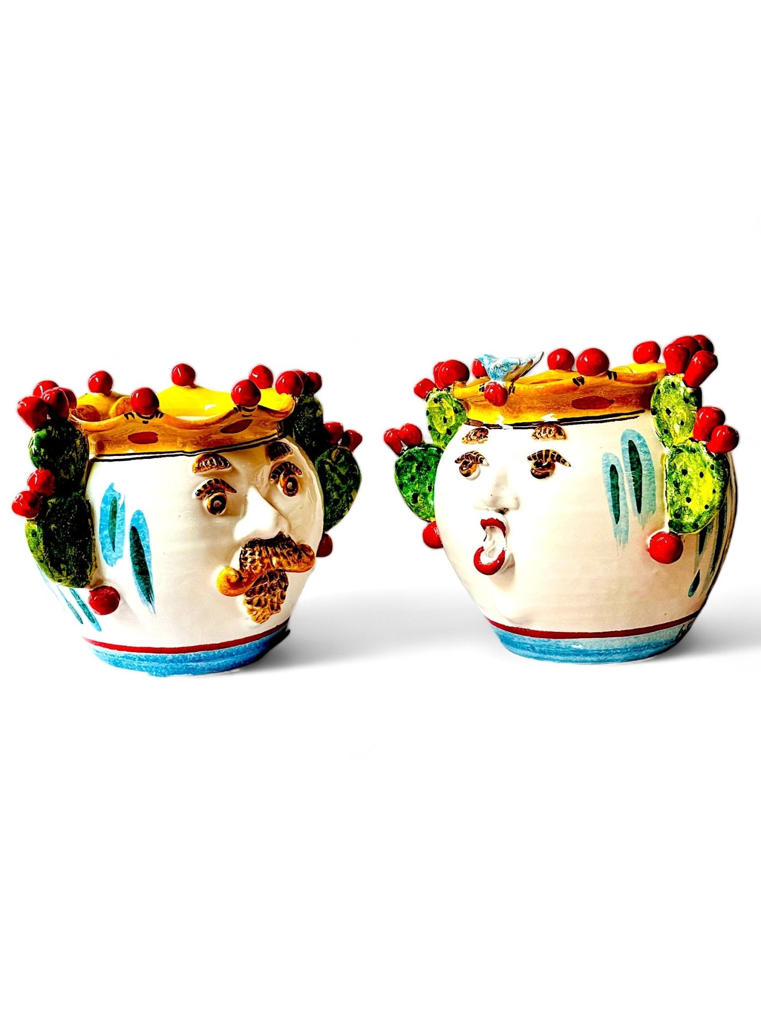 Pareja de reyes decoradas con hojas de chumbera (25cm) - moruecoceramicas