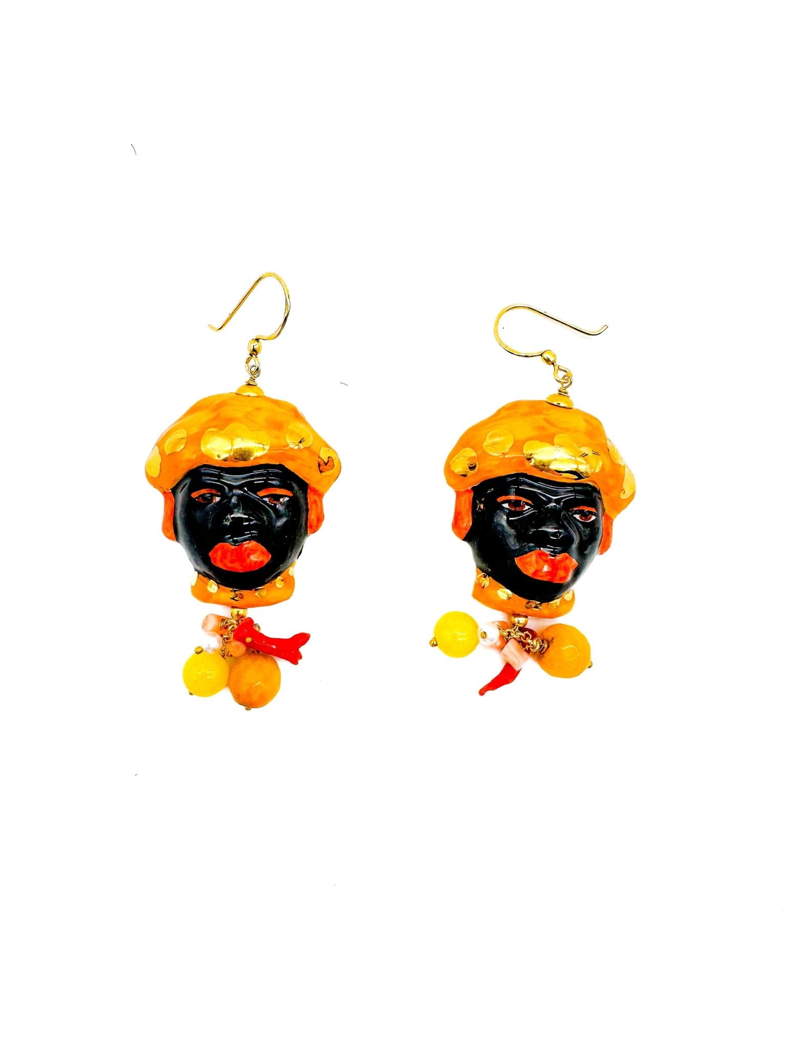 Pendientes Reyes Turbante Amarillo - moruecoceramicas