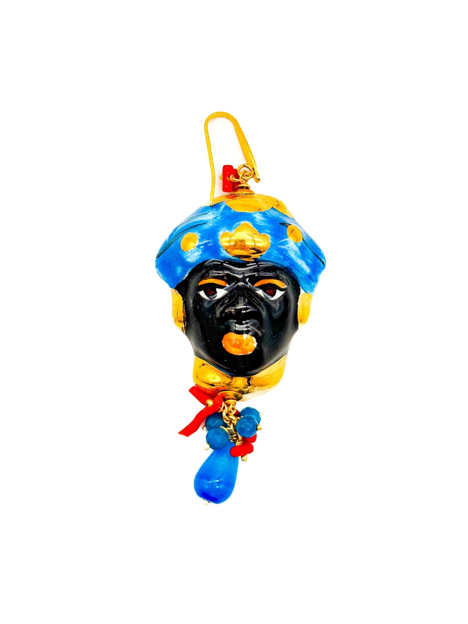 Pendientes Reyes Turbante Azules - moruecoceramicas