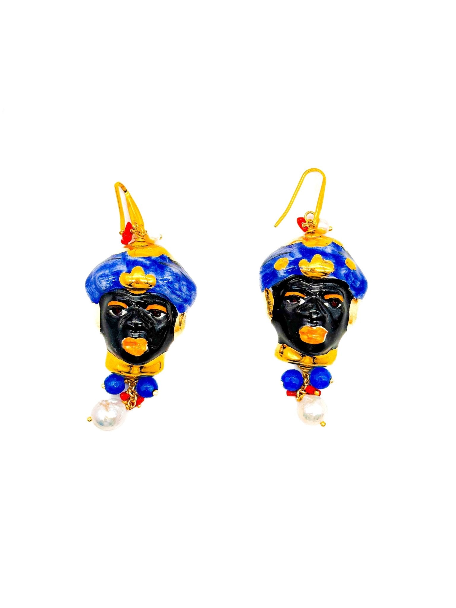 Pendientes Reyes Turbante Marino - moruecoceramicas