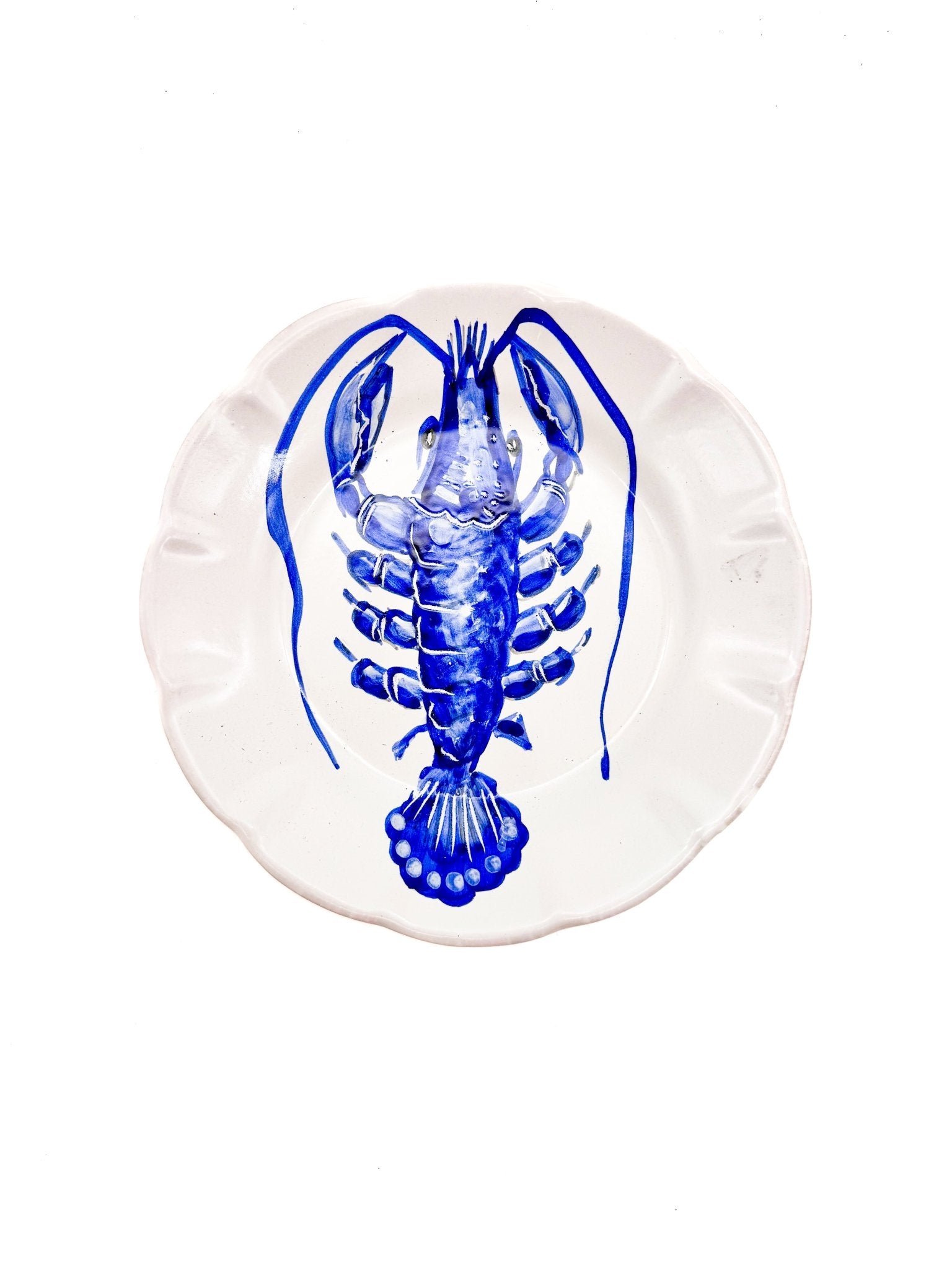 Plato Artesanal Amalfi Bogavante Azul - moruecoceramicas