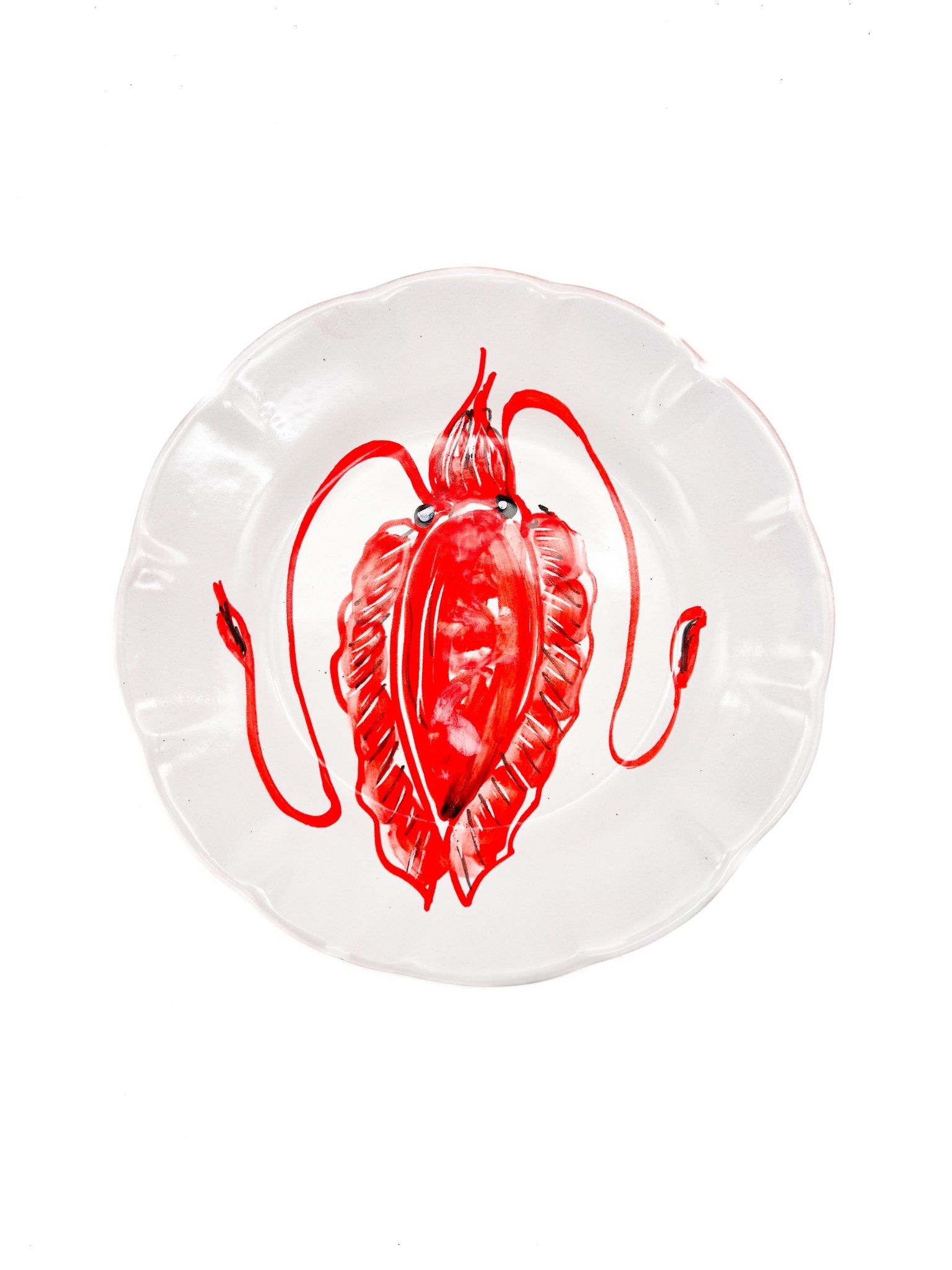 Plato Artesanal Amalfi Calamar Rojo - moruecoceramicas