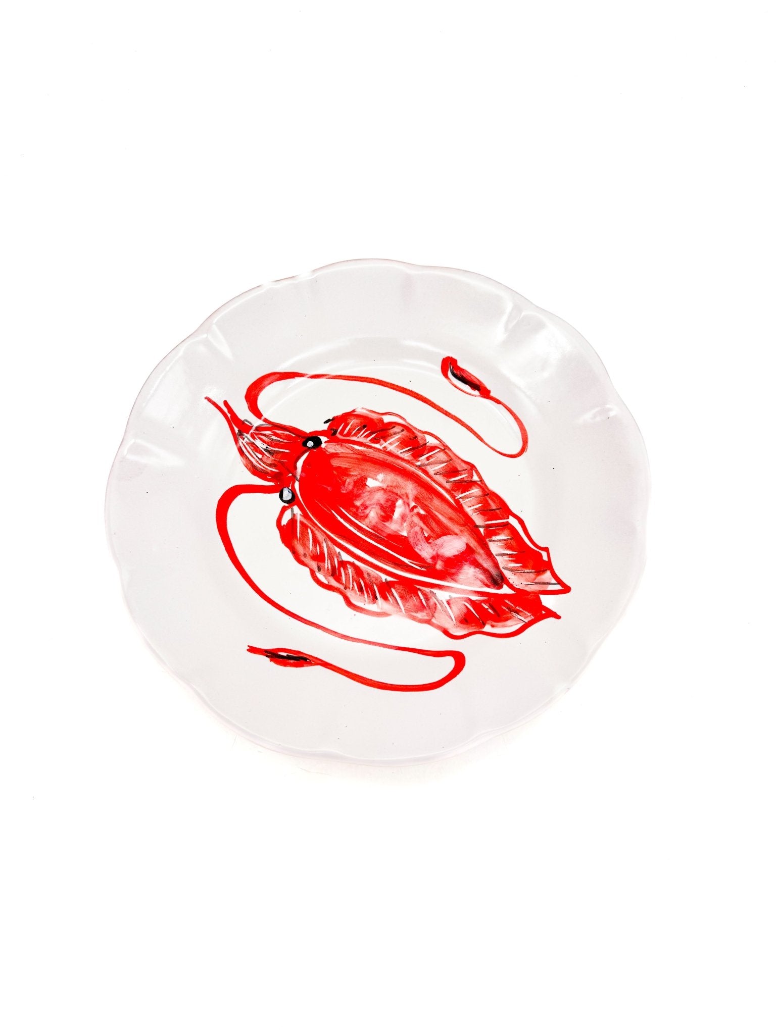 Plato Artesanal Amalfi Calamar Rojo - moruecoceramicas