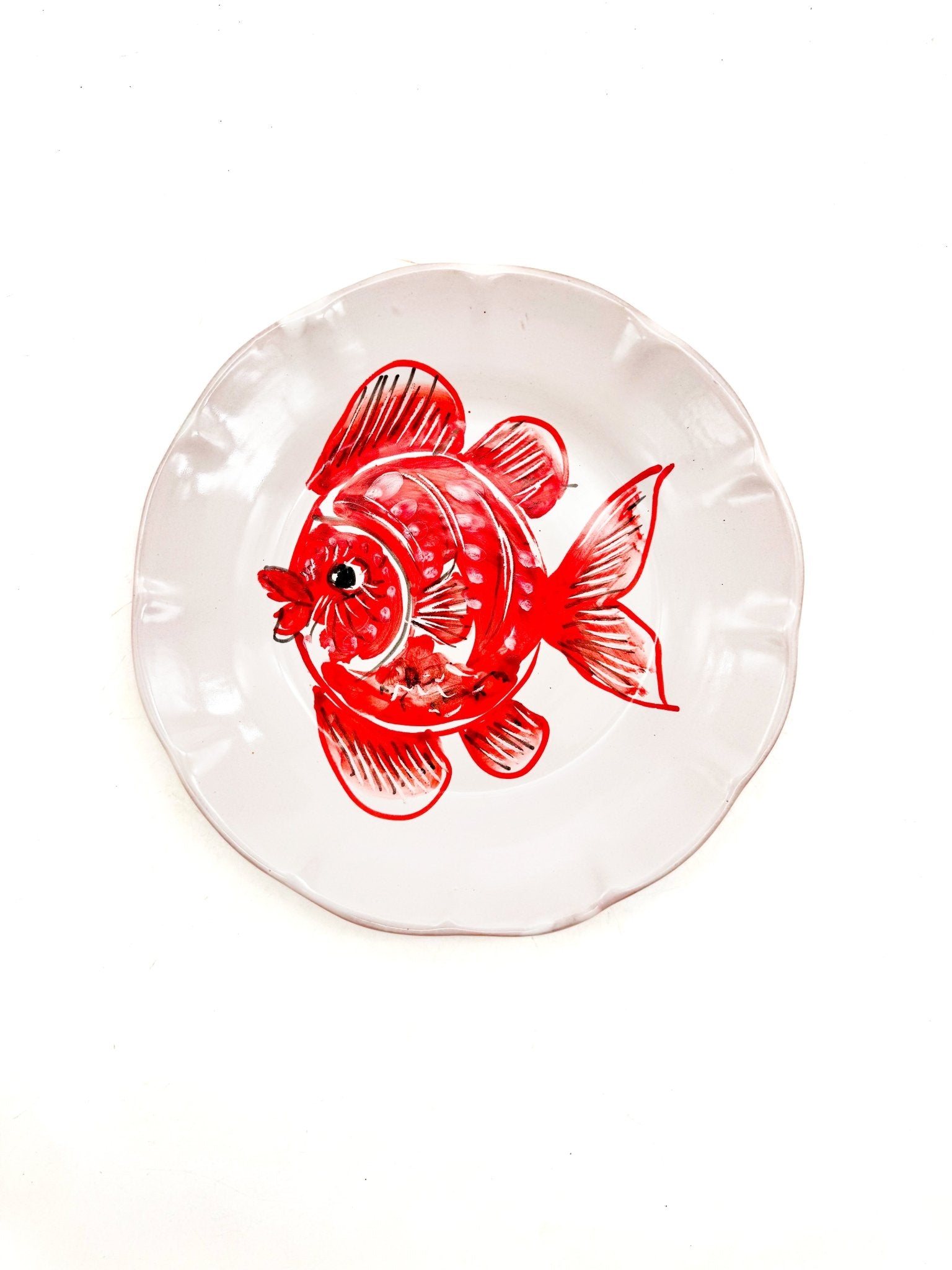 Plato Artesanal Amalfi Pez Rojo - moruecoceramicas