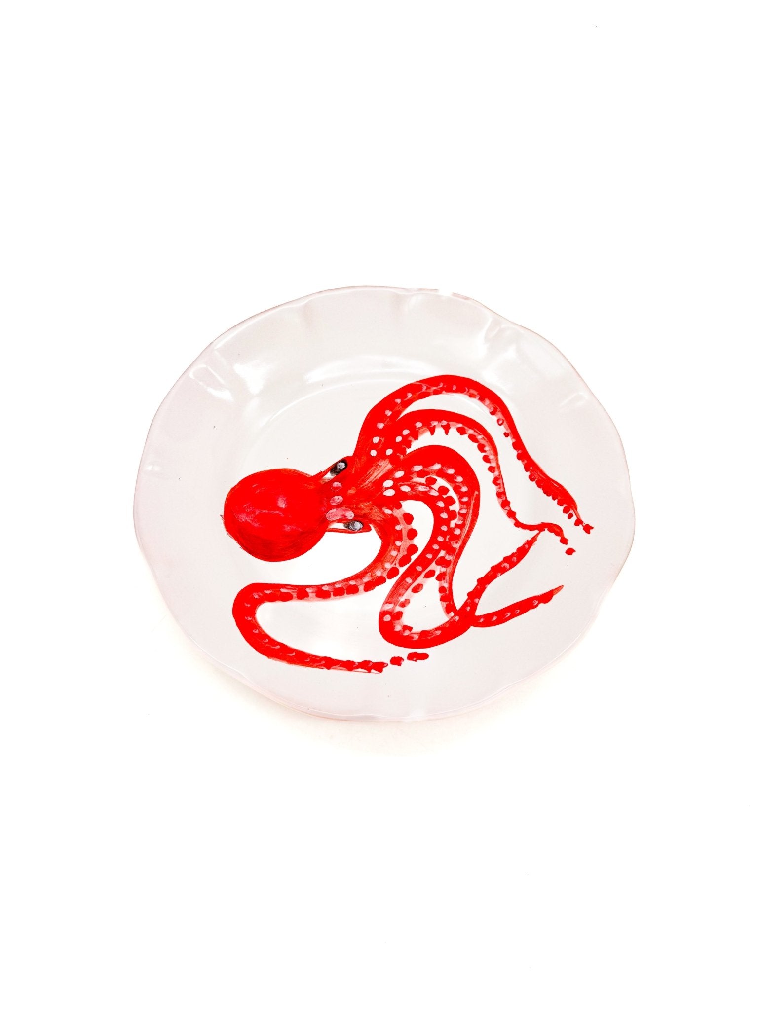 Plato Artesanal Amalfi Pulpo Rojo - moruecoceramicas