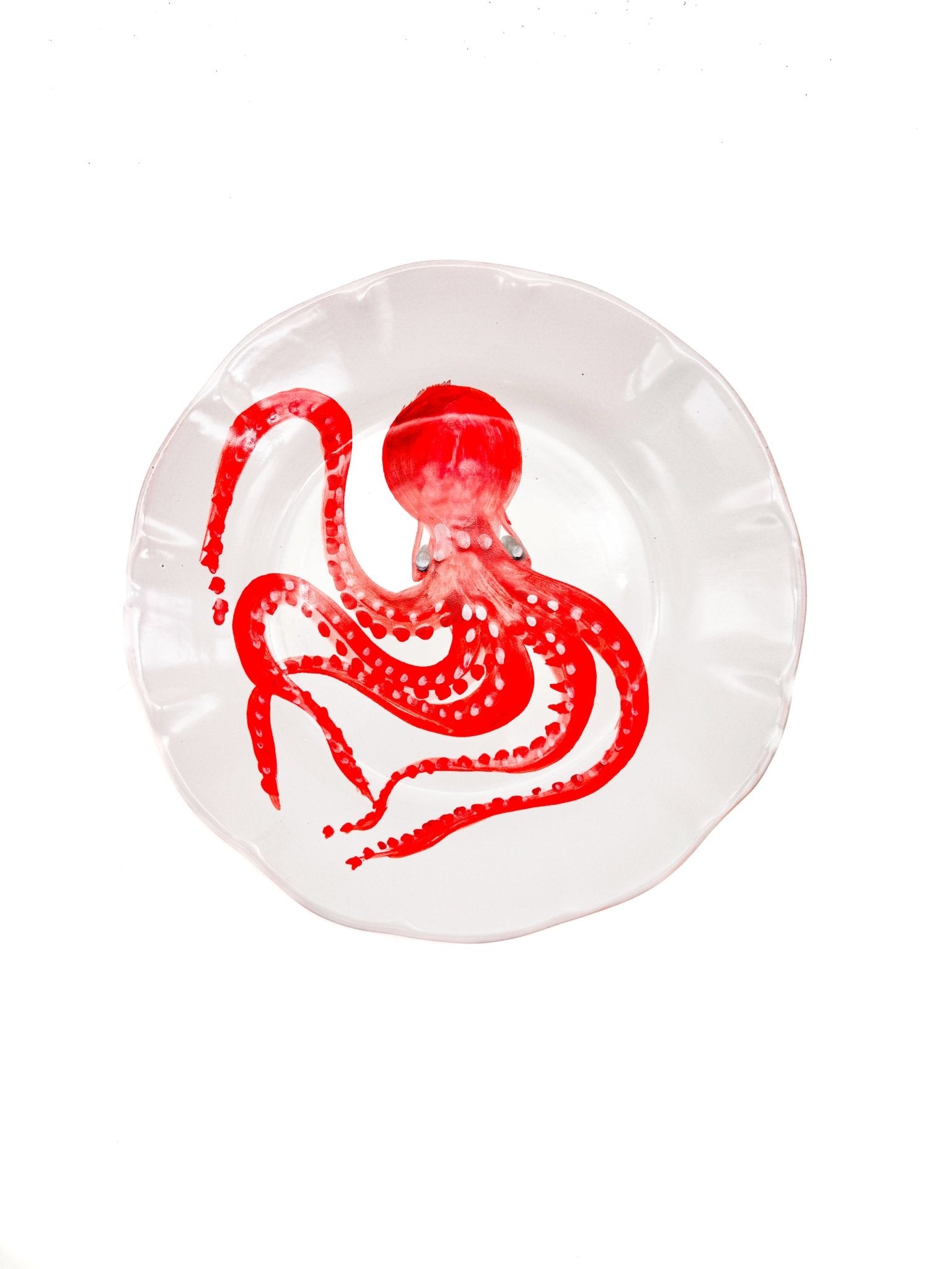 Plato Artesanal Amalfi Pulpo Rojo - moruecoceramicas