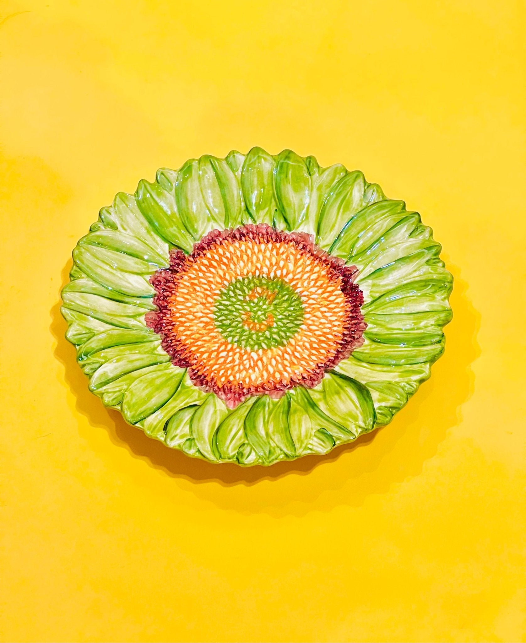 Plato Girasol Verde 21cm - moruecoceramicas