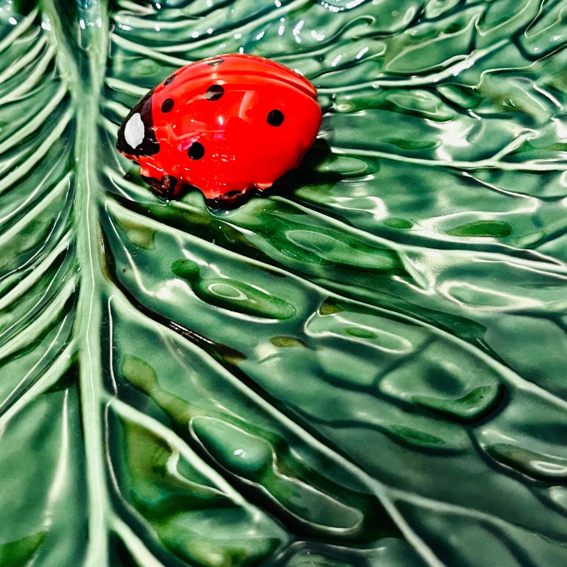 Plato Hoja con Mariquita - moruecoceramicas