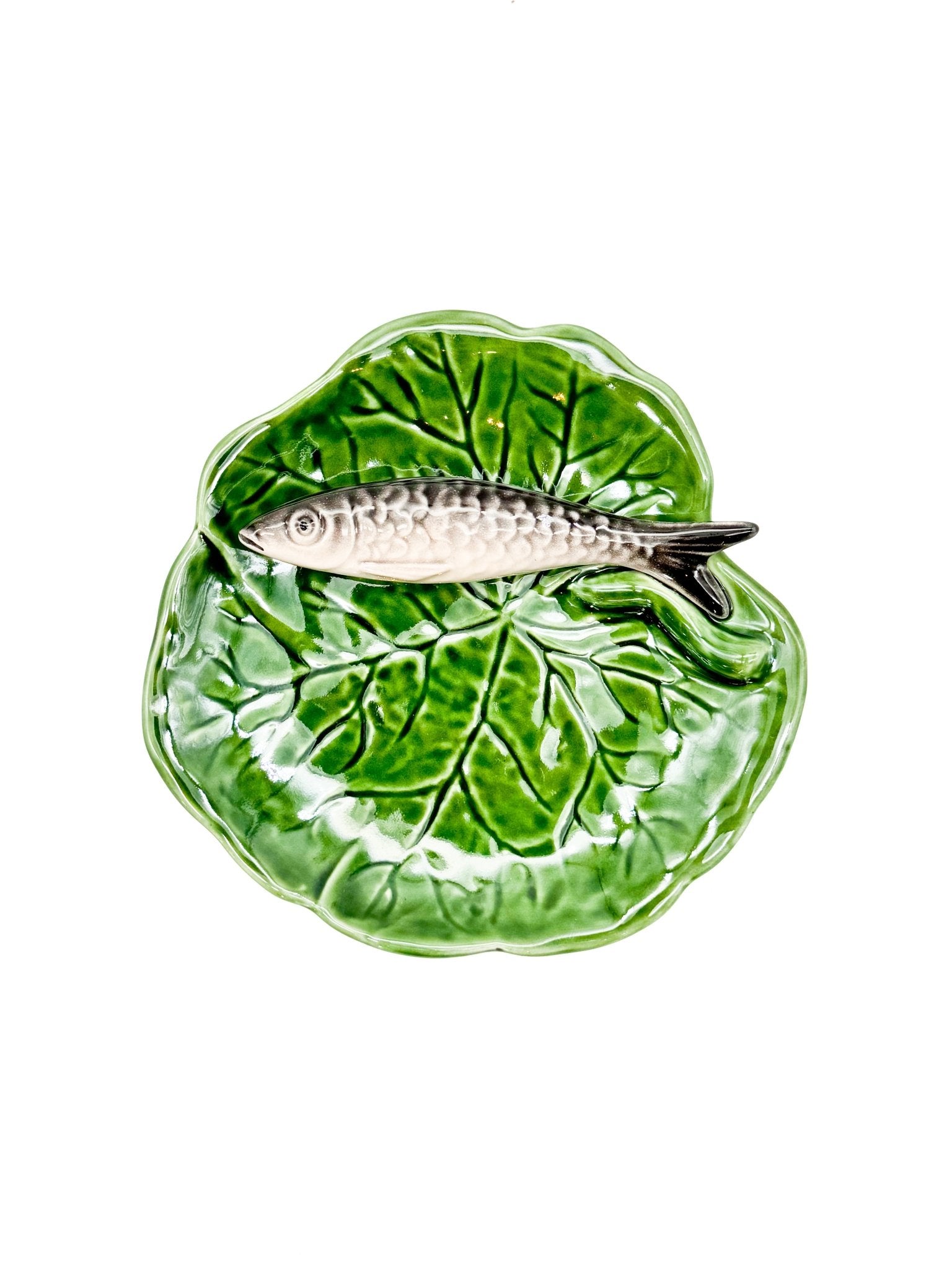 Plato hoja con sardina - moruecoceramicas