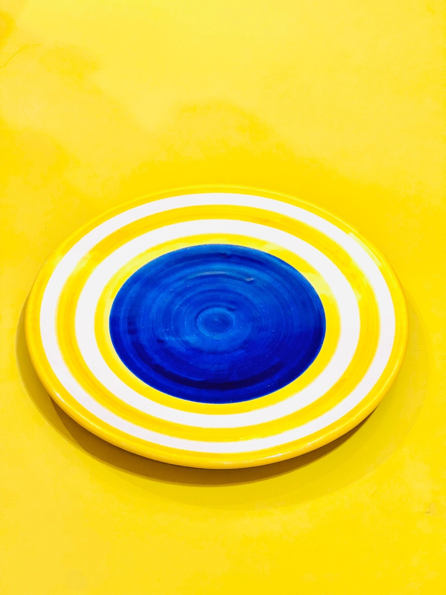 Plato Twister Azul-Amarillo - moruecoceramicas