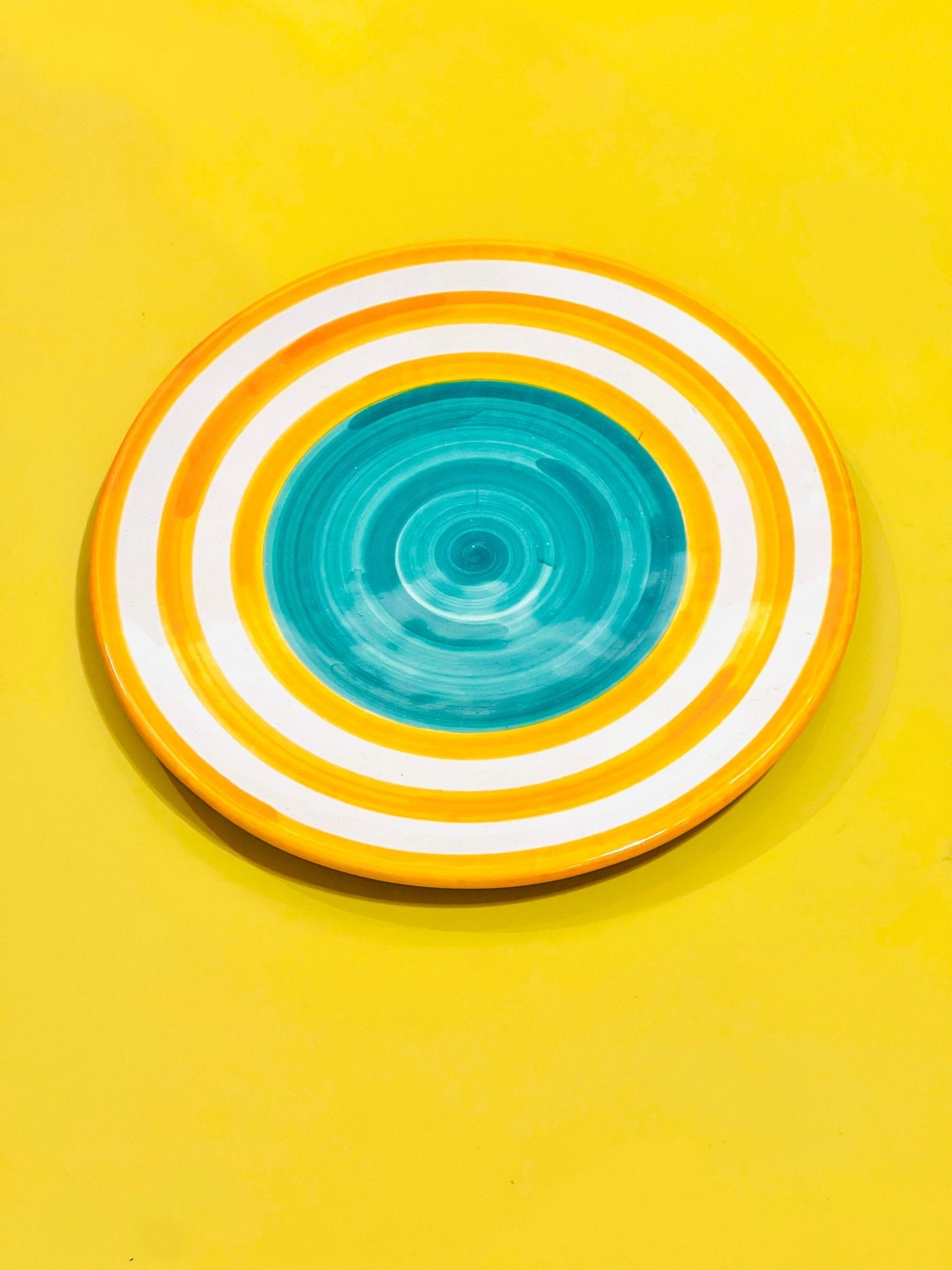 Plato Twister Verde-Naranja - moruecoceramicas