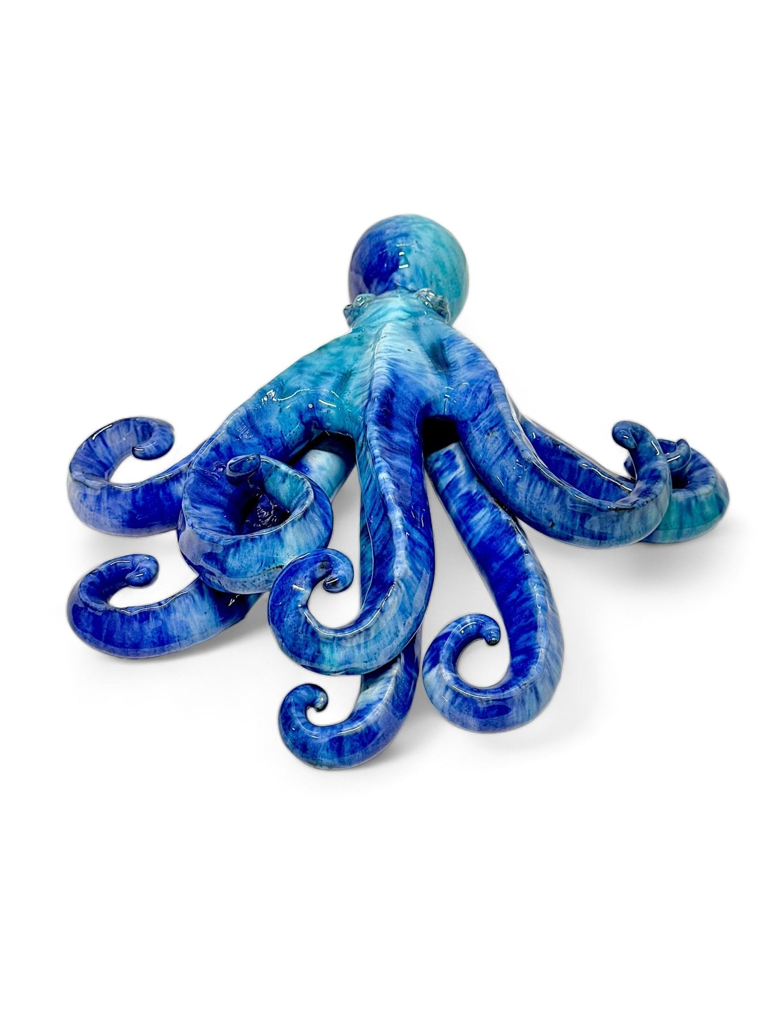 Pulpo de cerámica azul para pared - moruecoceramicas