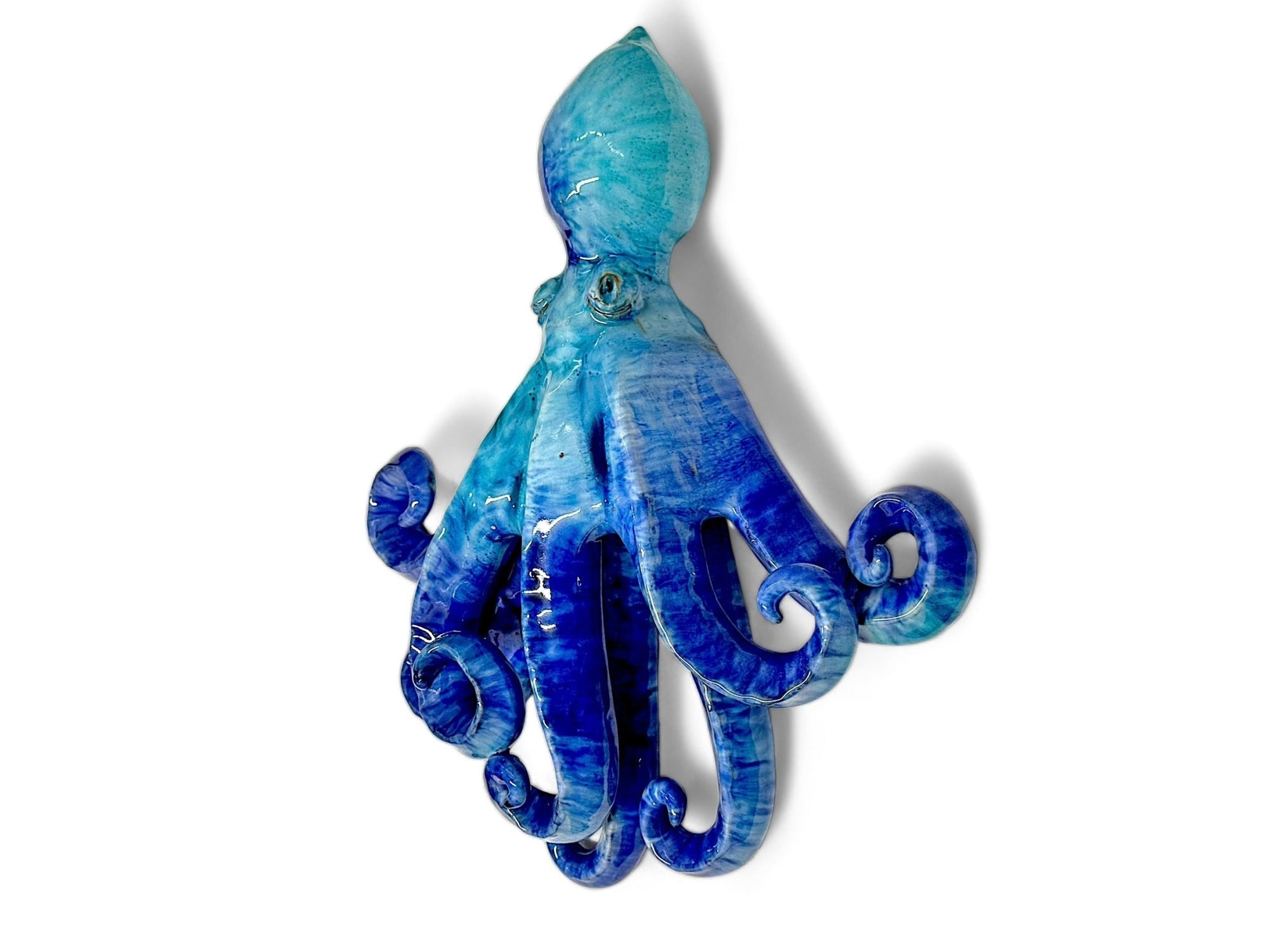 Pulpo de cerámica azul para pared - moruecoceramicas