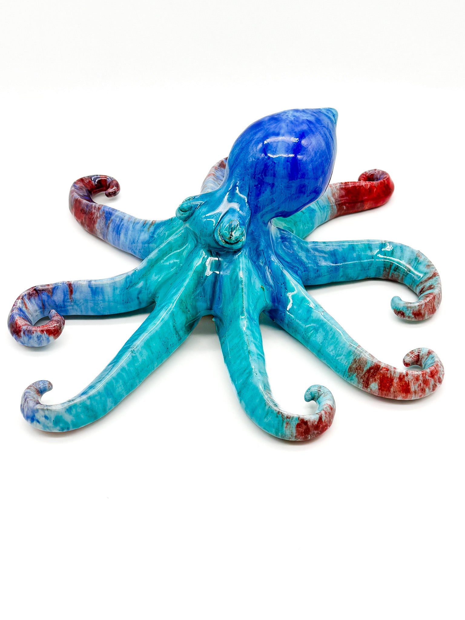 Pulpo de cerámica Azul-Rojo - moruecoceramicas