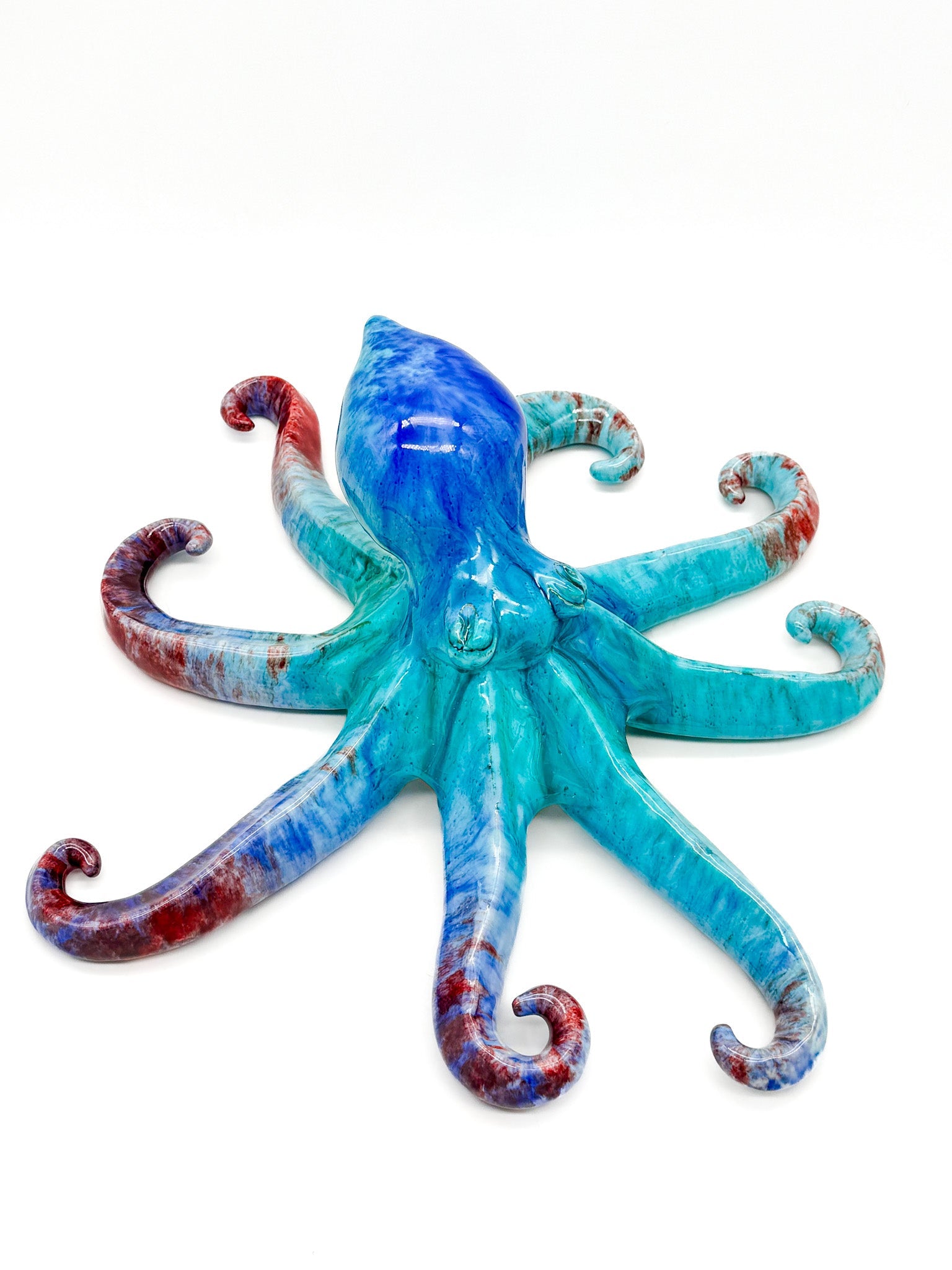 Pulpo de cerámica Azul-Rojo - moruecoceramicas