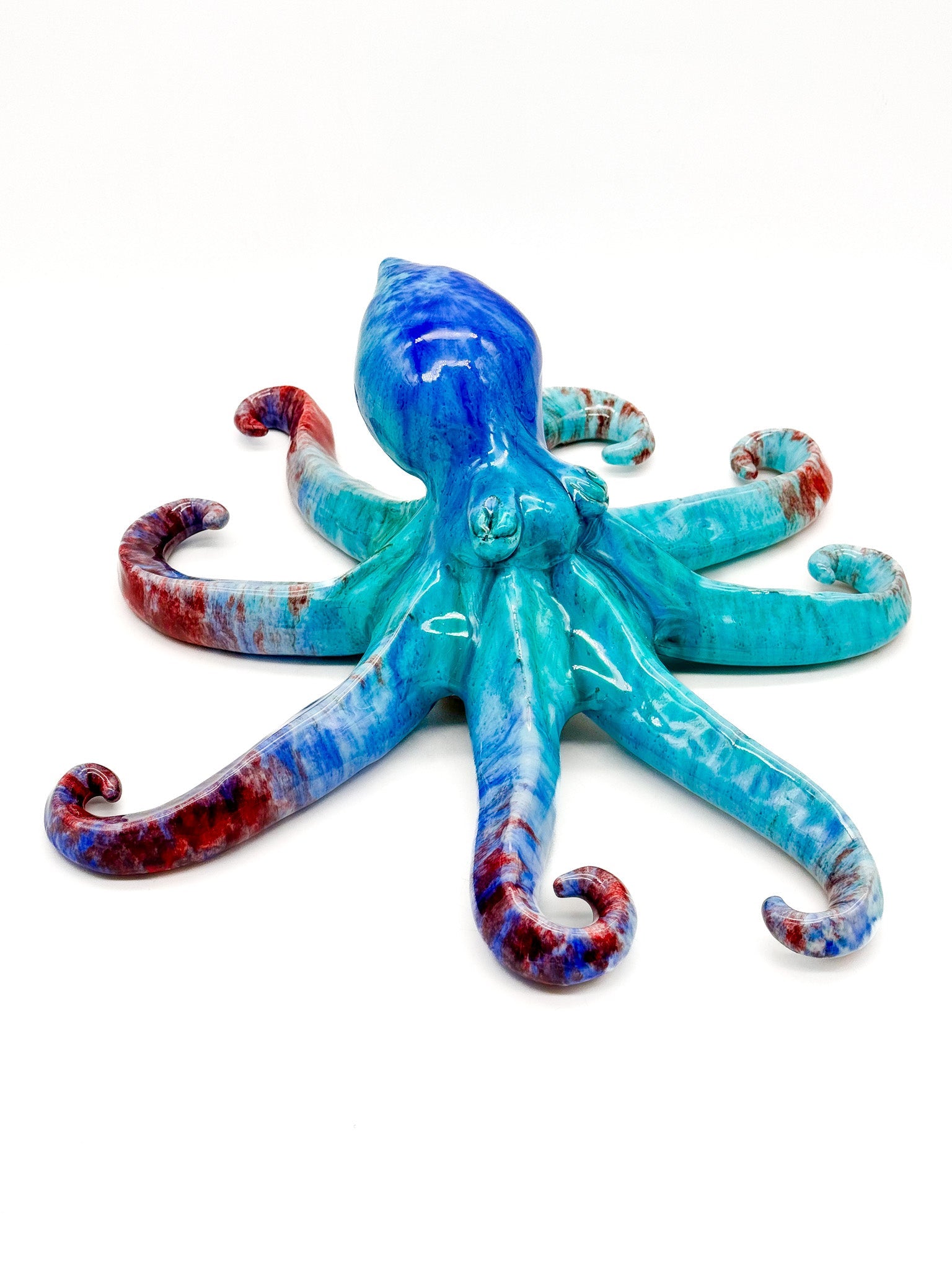 Pulpo de cerámica Azul-Rojo - moruecoceramicas