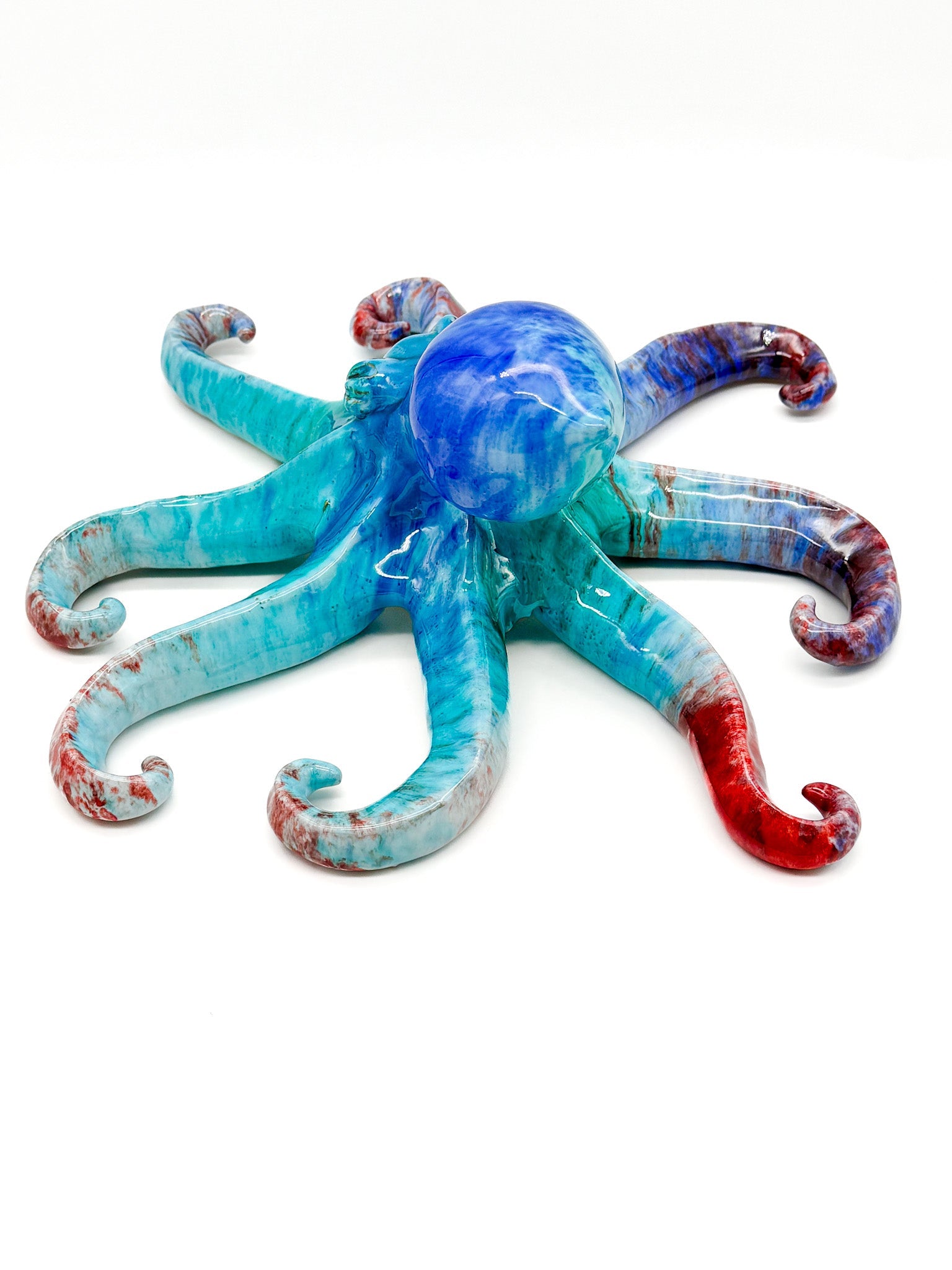 Pulpo de cerámica Azul-Rojo - moruecoceramicas