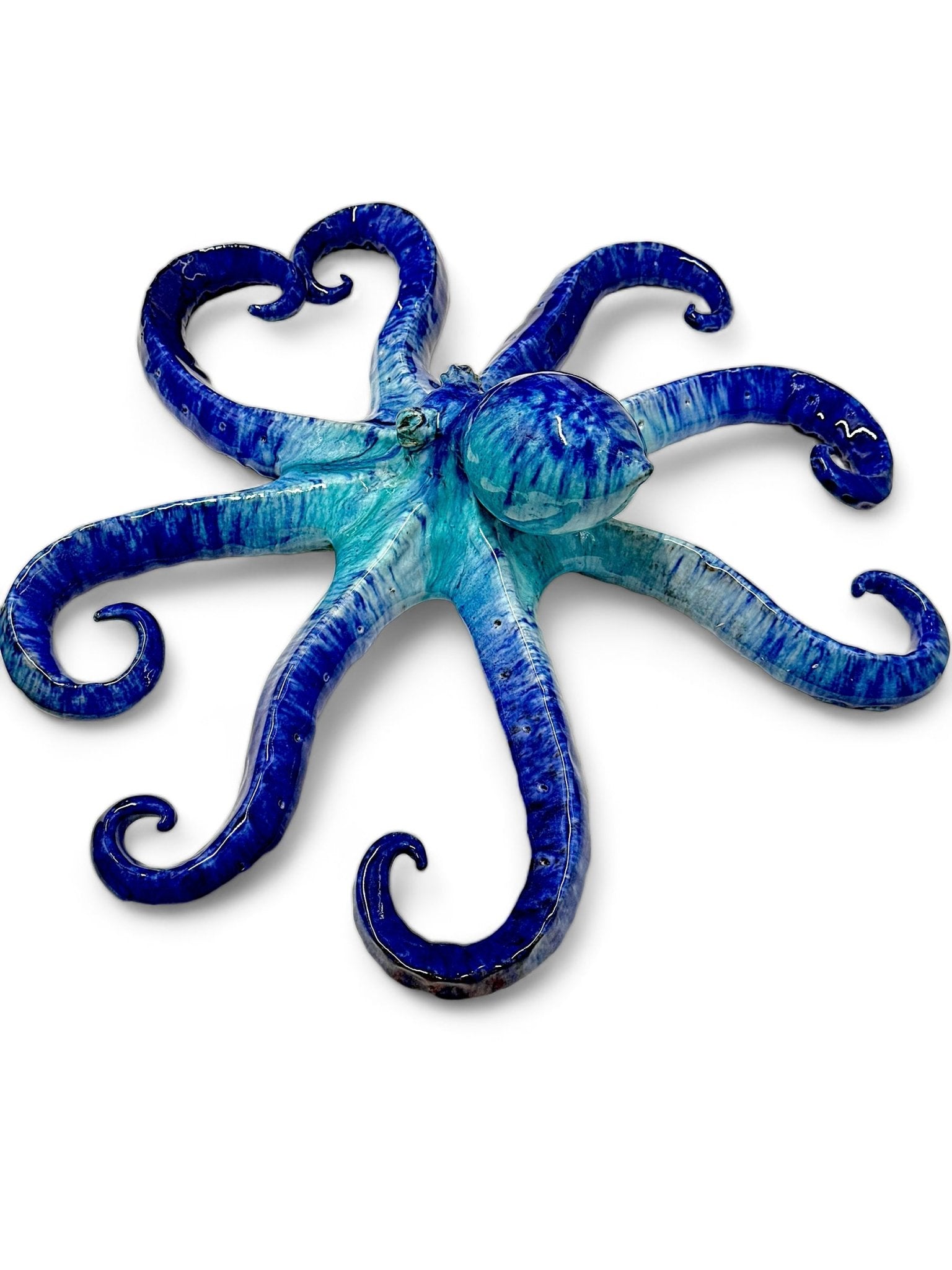 Pulpo gigante de Cerámica Turquesa y Azul - moruecoceramicas