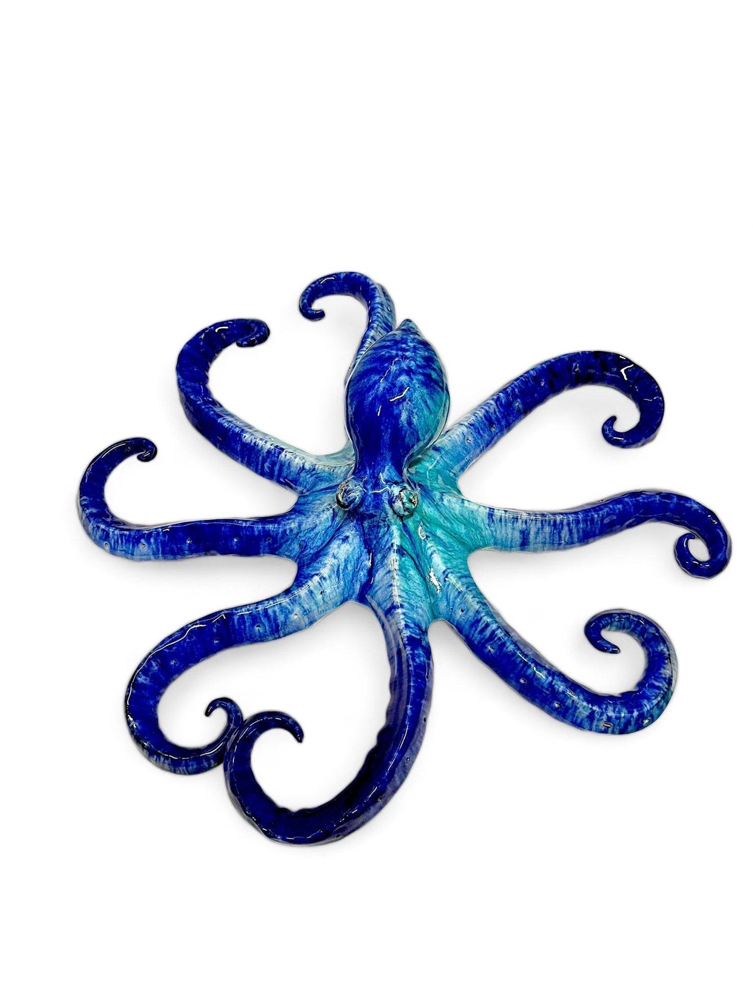 Pulpo gigante de Cerámica Turquesa y Azul - moruecoceramicas
