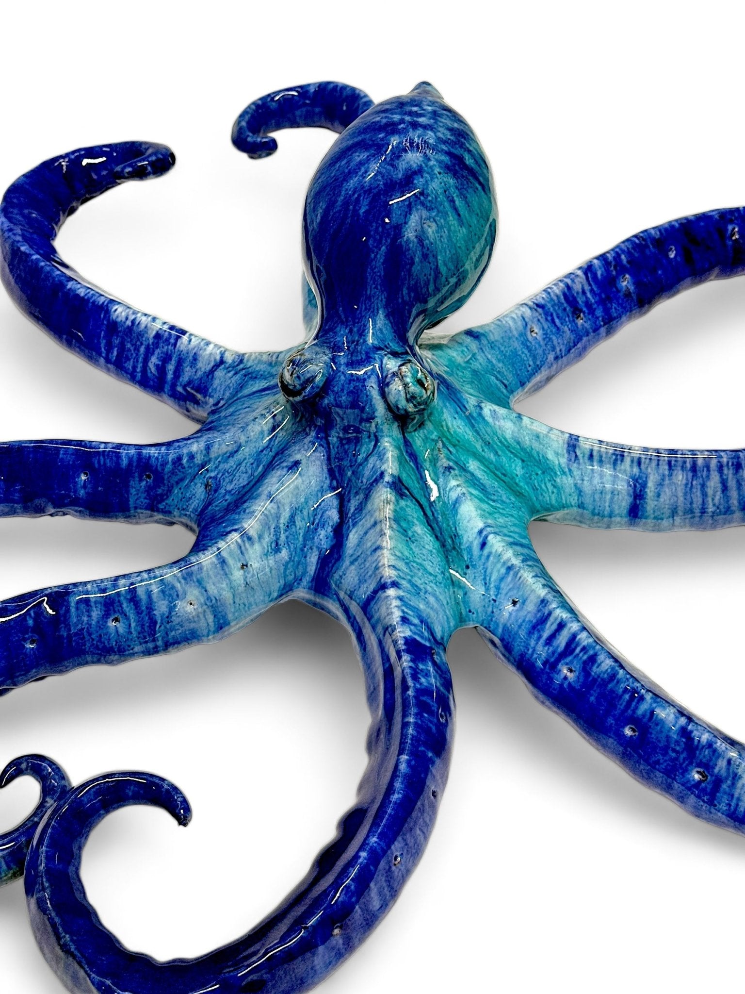 Pulpo gigante de Cerámica Turquesa y Azul - moruecoceramicas