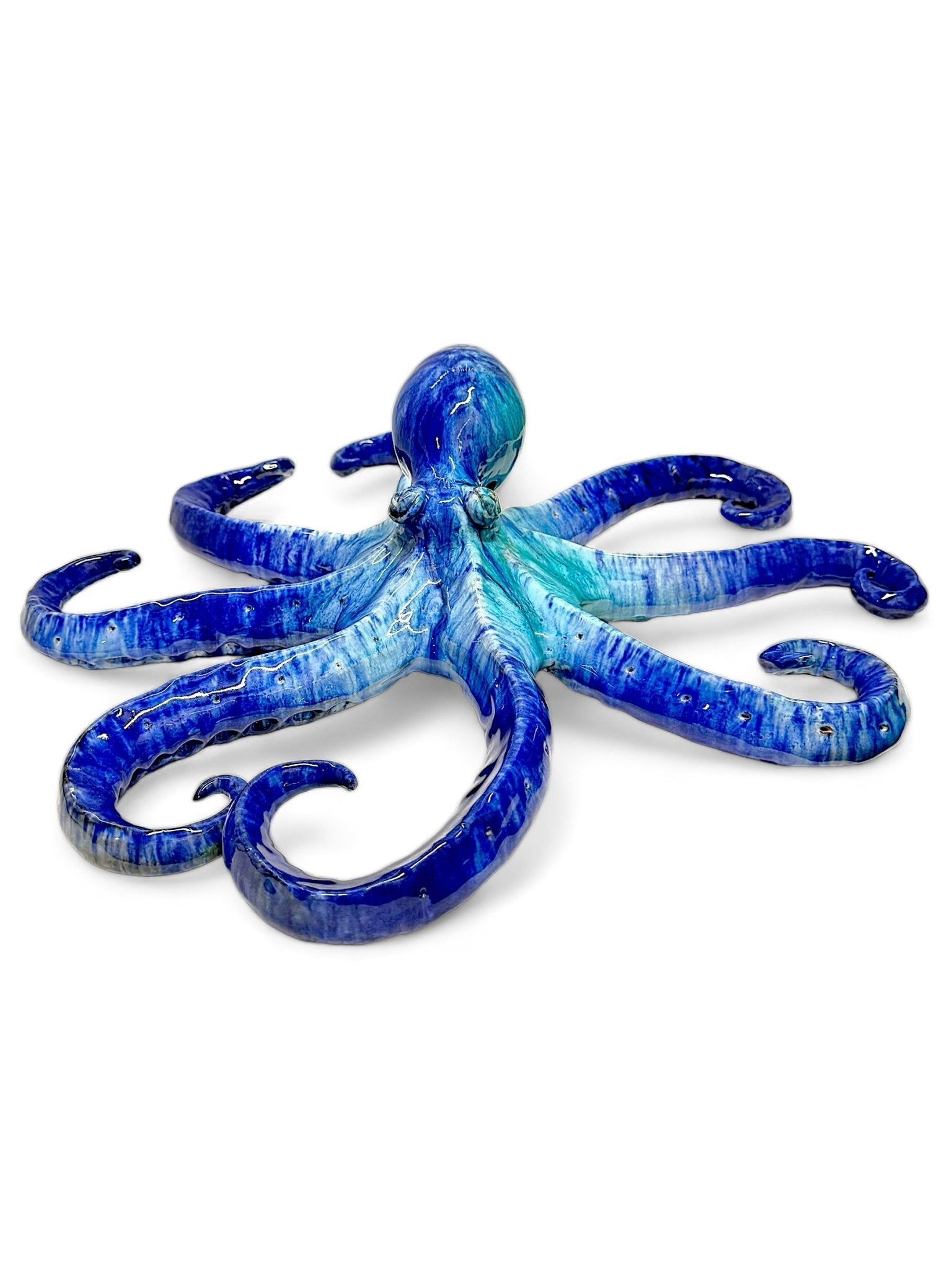 Pulpo gigante de Cerámica Turquesa y Azul - moruecoceramicas