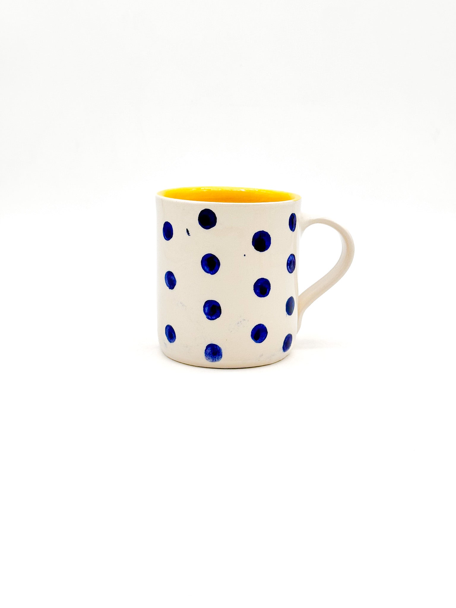 Taza Dots Navy-Yellow- DUO - moruecoceramicas