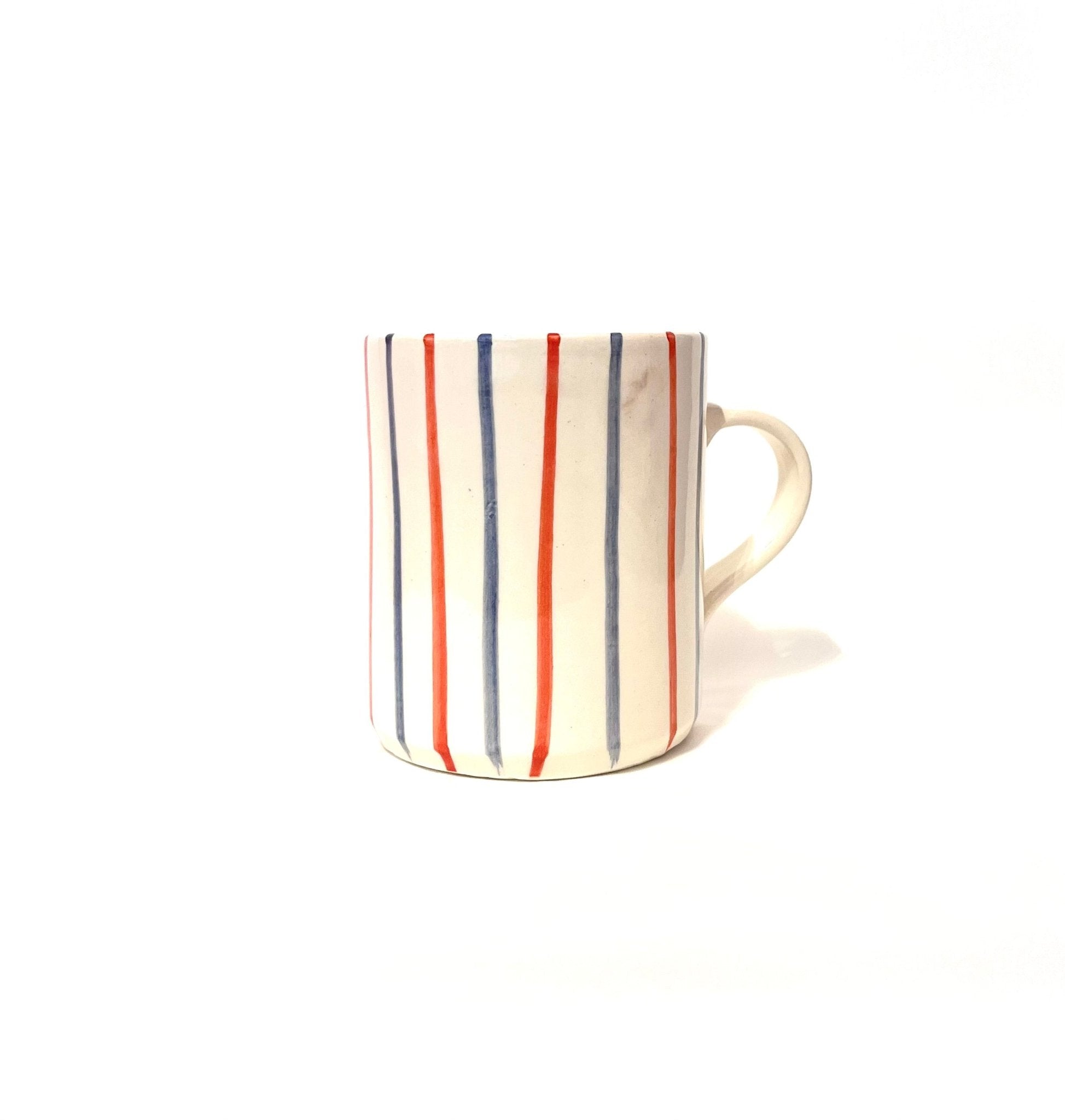 Taza Líneas Azul y Rojo - Morueco- TL3 - moruecoceramicas