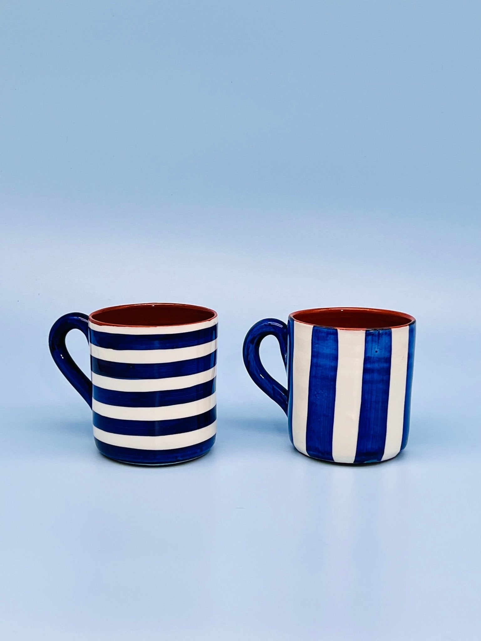 Taza listas azul 02 - moruecoceramicas