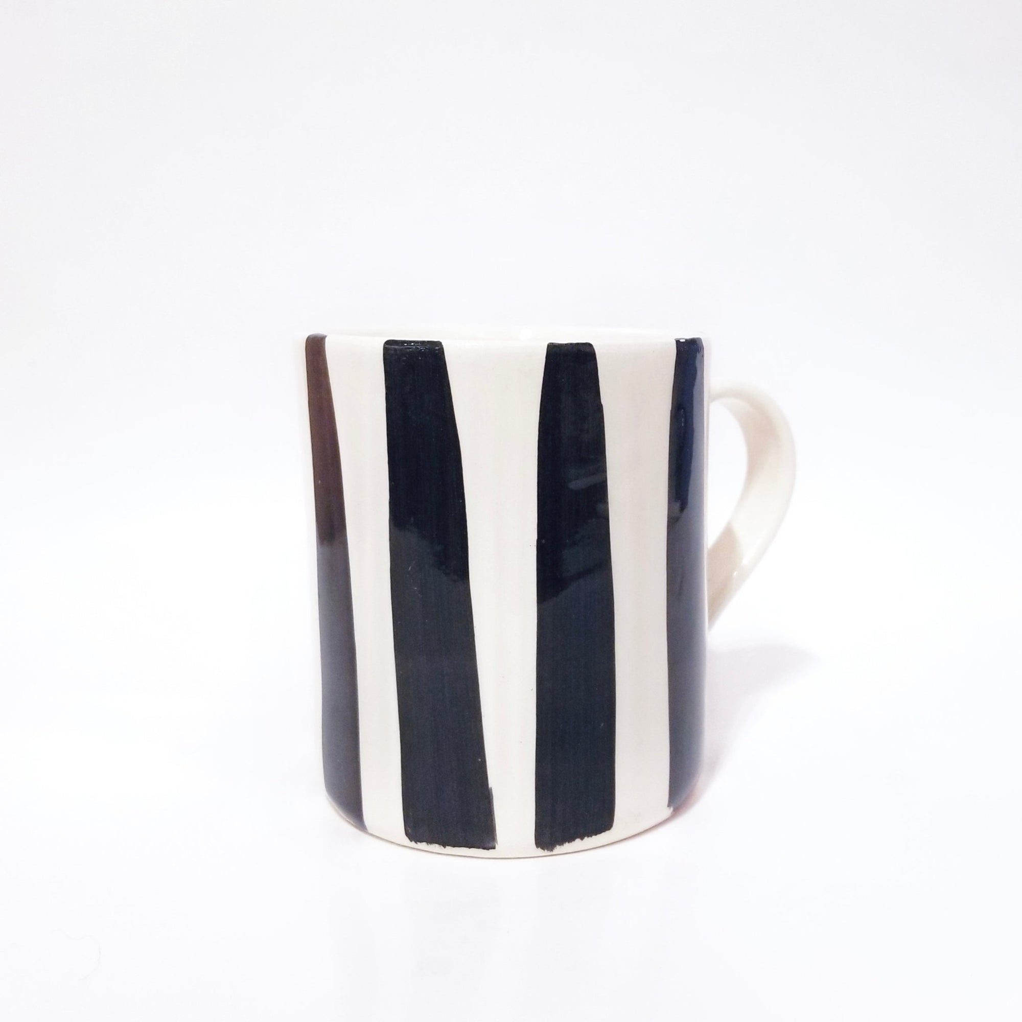 Taza listas barro blanco - Morueco - moruecoceramicas