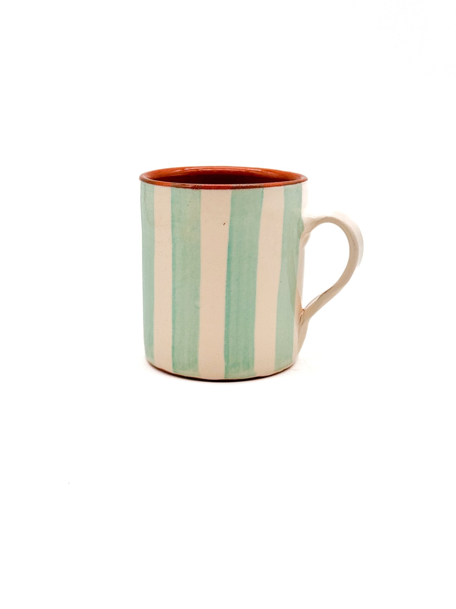 Taza listas barro rojo - Morueco - moruecoceramicas