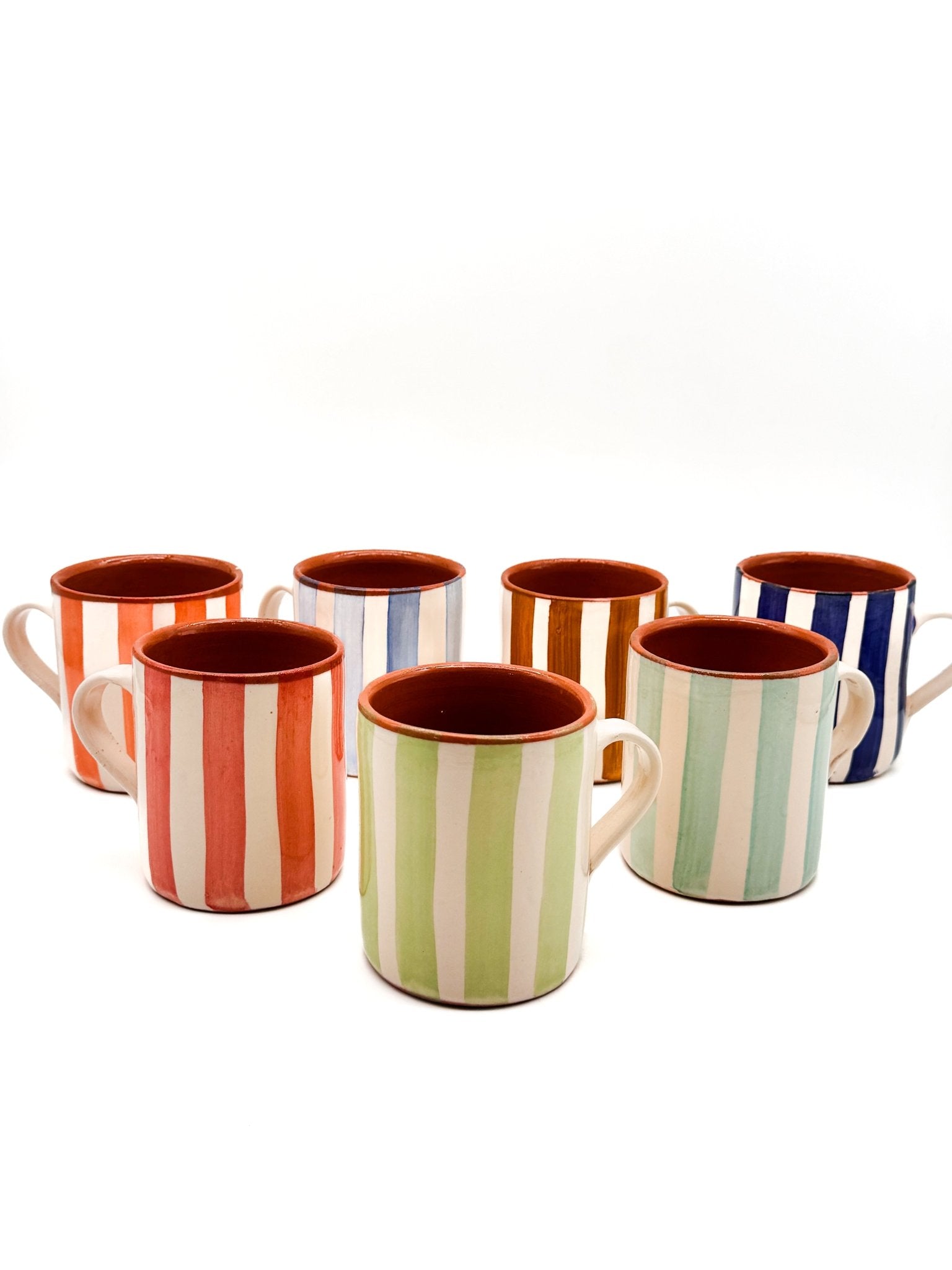 Taza listas barro rojo - Morueco - moruecoceramicas