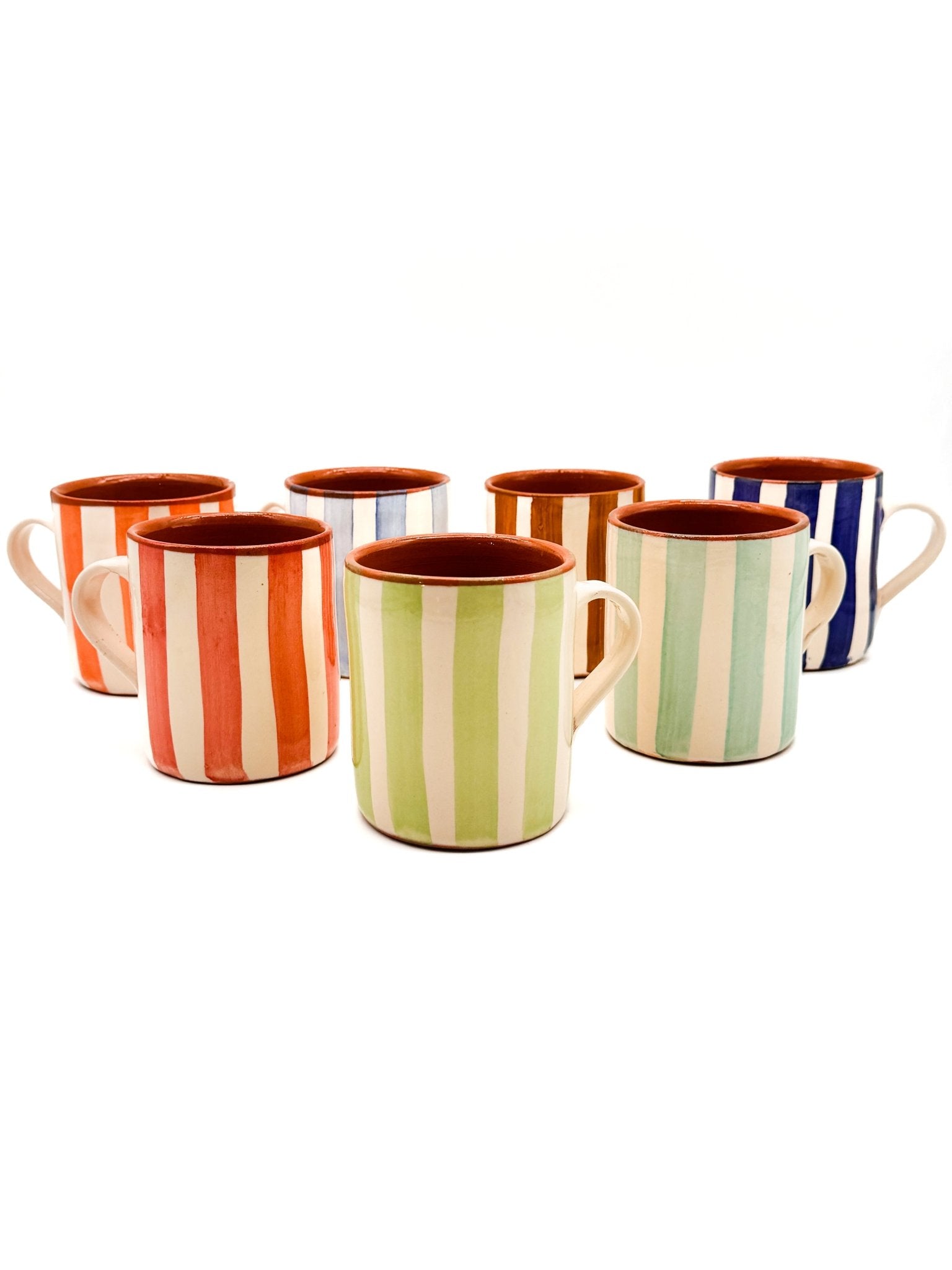 Taza listas barro rojo - Morueco - moruecoceramicas