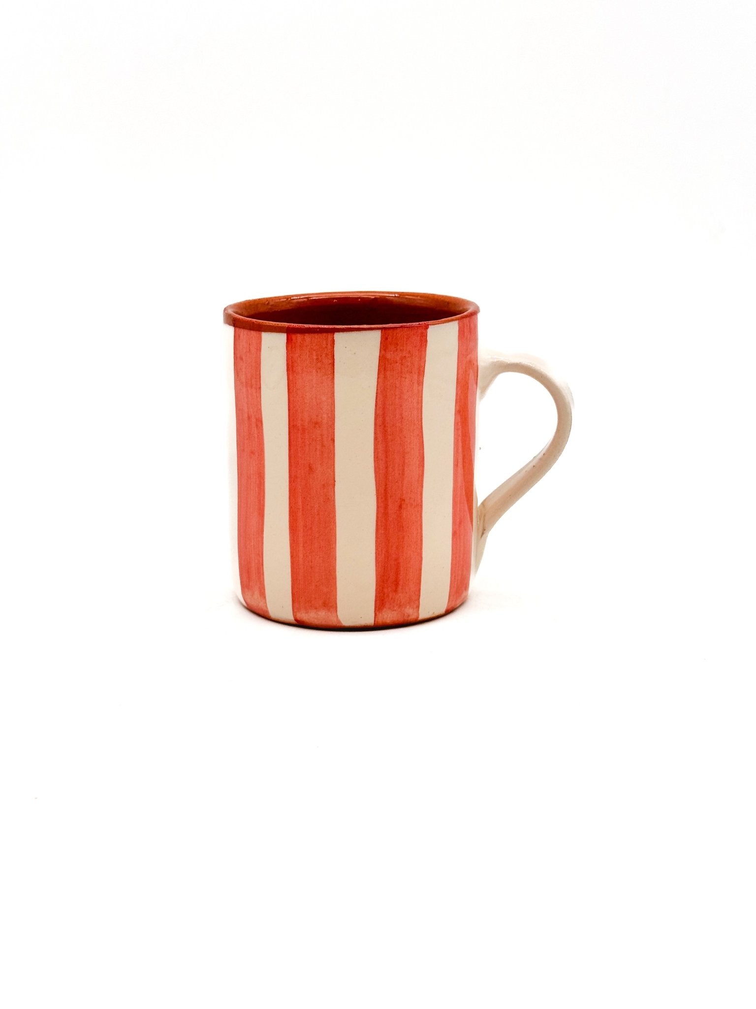 Taza listas barro rojo - Morueco - moruecoceramicas