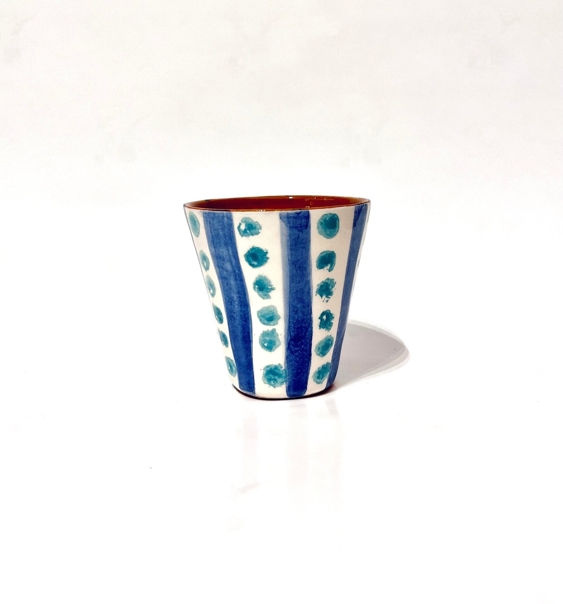 Vaso listas y lunares azul - moruecoceramicas